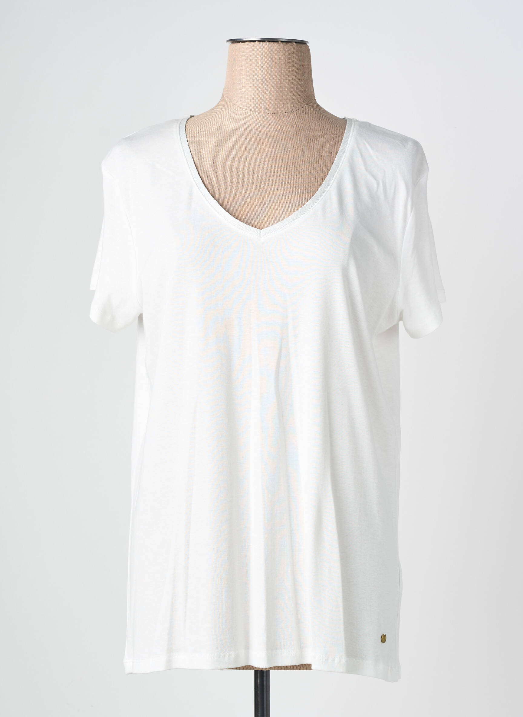 T-shirt col v manches courtes blanc C'EST BEAU LA VIE femme