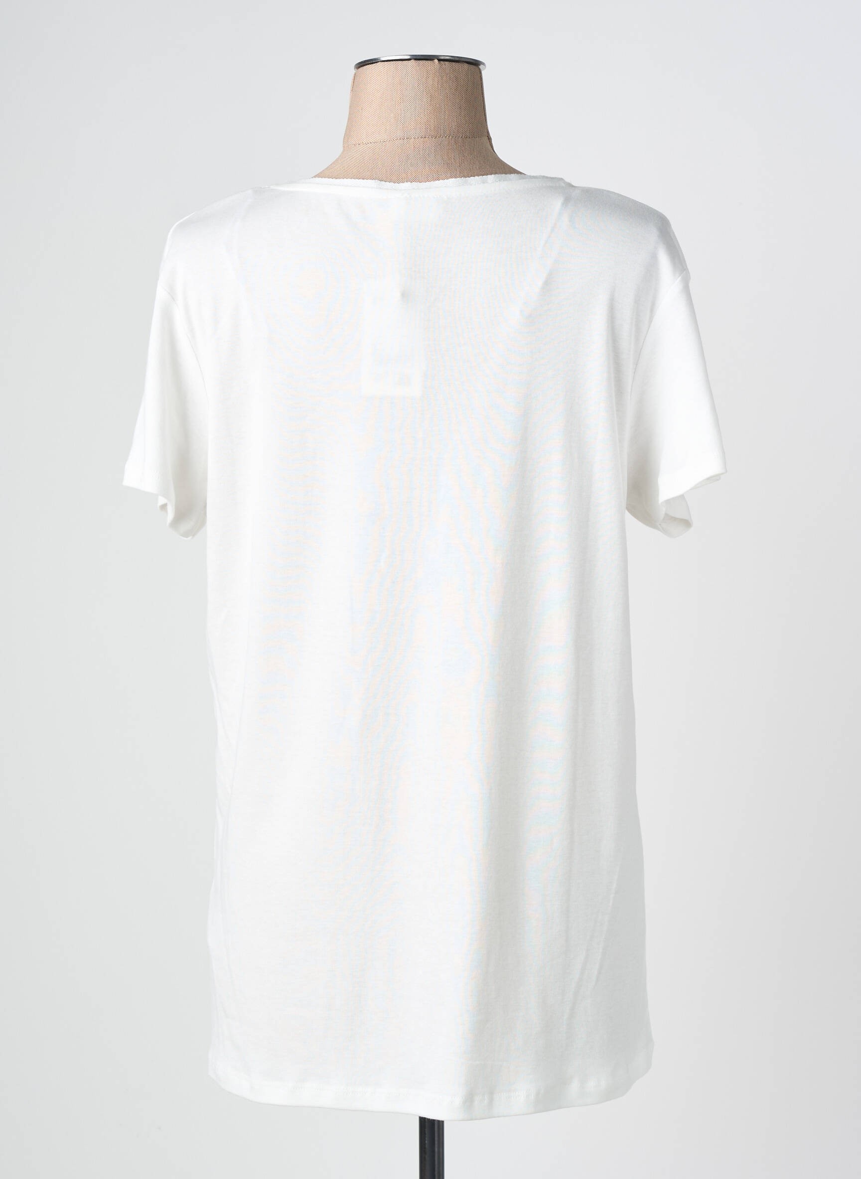 T-shirt col v manches courtes blanc C'EST BEAU LA VIE femme