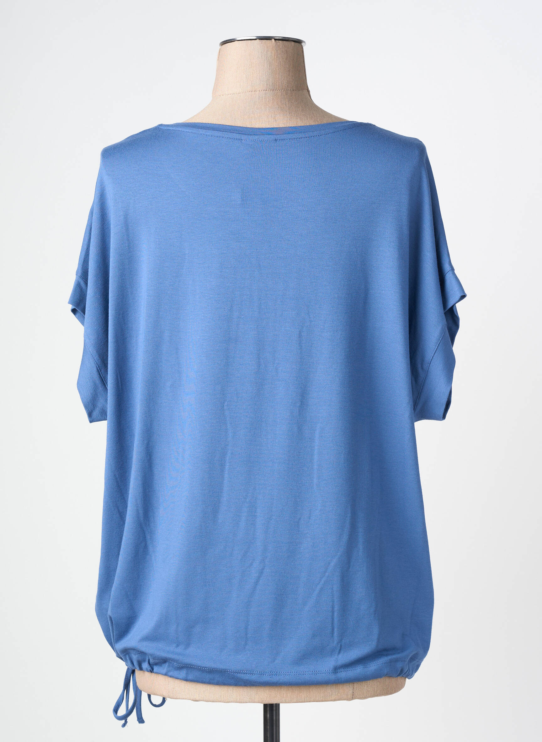 T-shirt sérigraphie avec strass manches courtes bleu BARBARA LEBEK femme