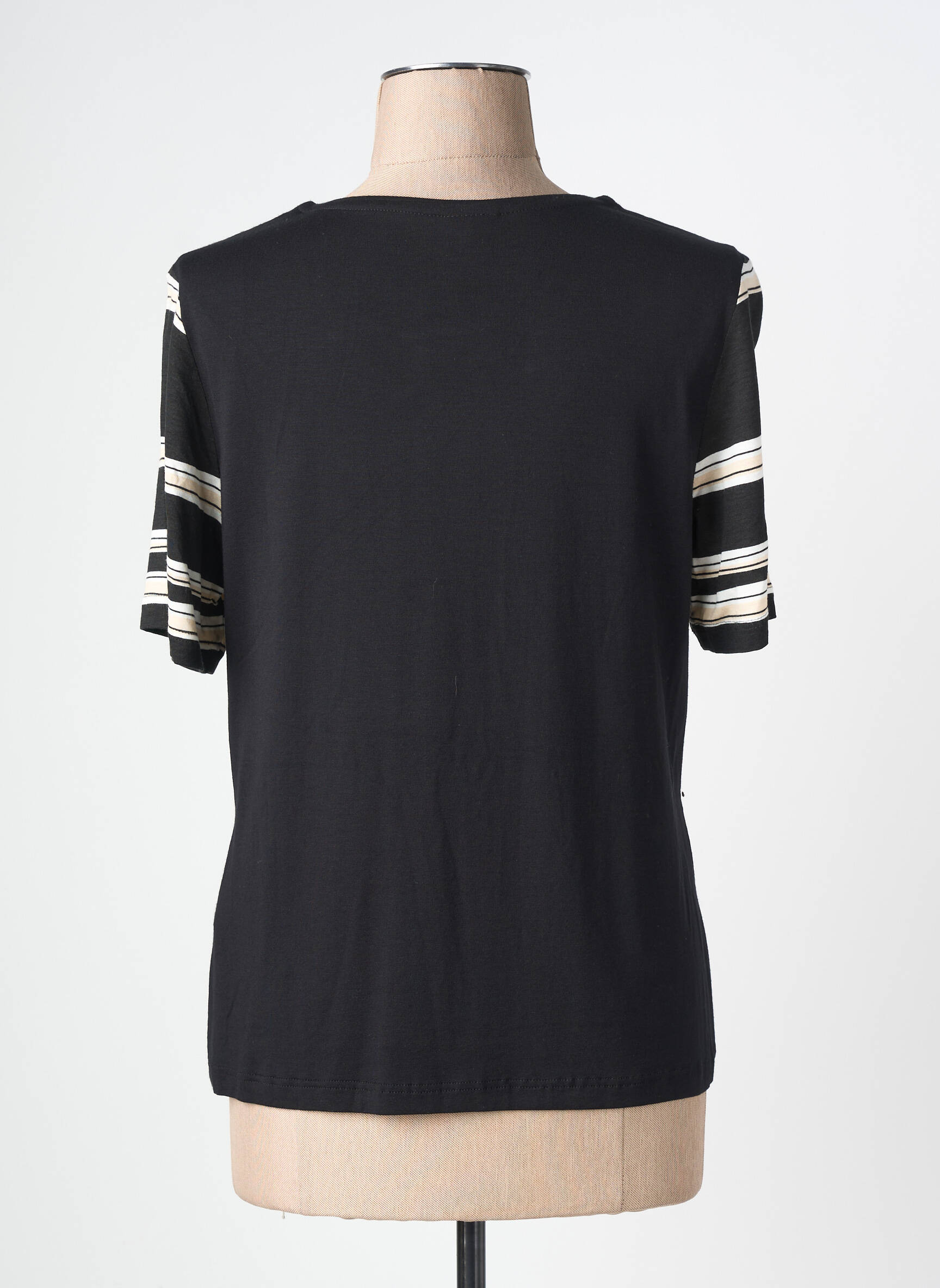T-shirt col v manches courtes noir BARBARA LEBEK femme