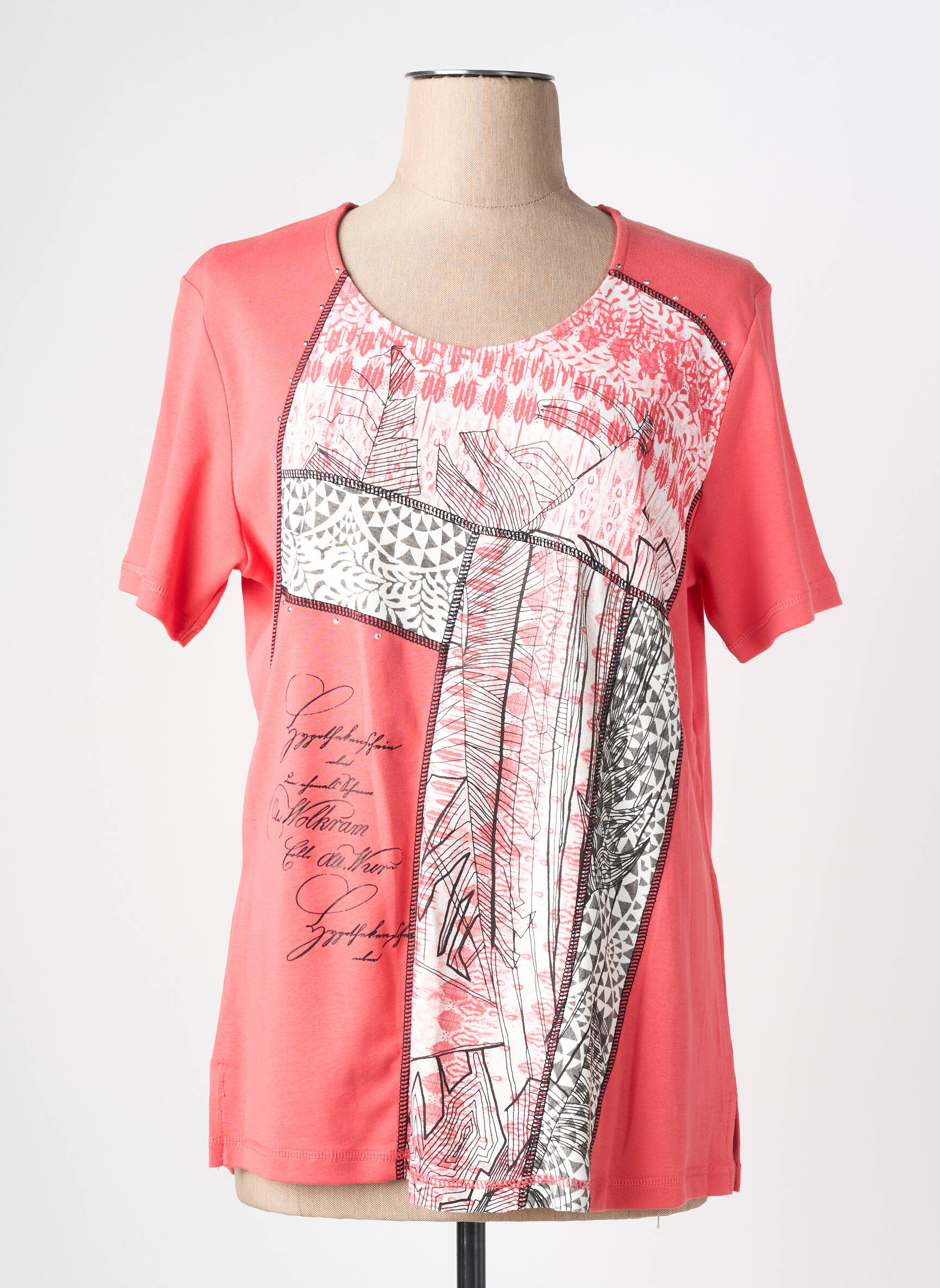 T-shirt stretch manches courtes rose BAGORAZ femme