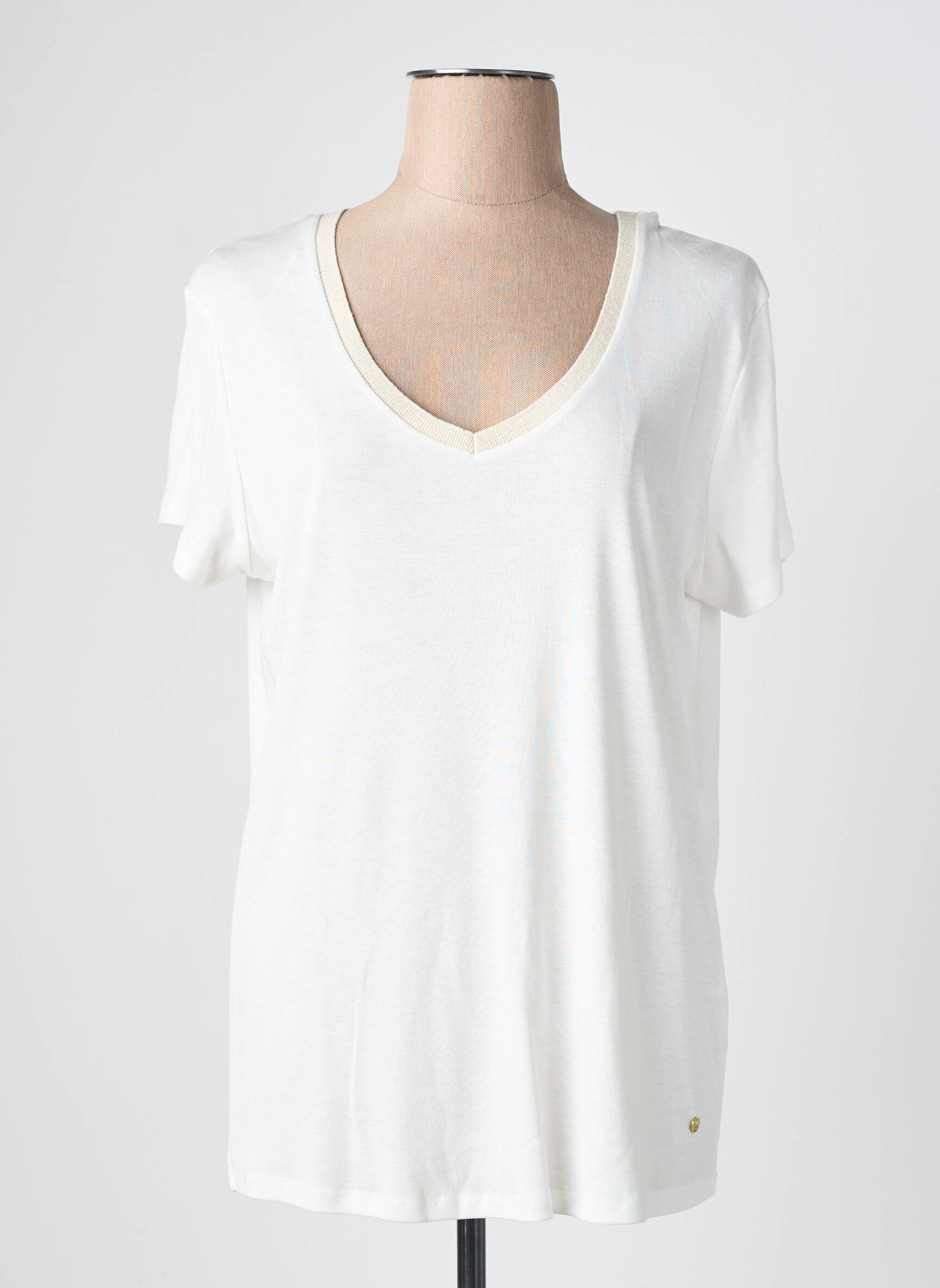 T-shirt col v manches courtes beige C'EST BEAU LA VIE femme