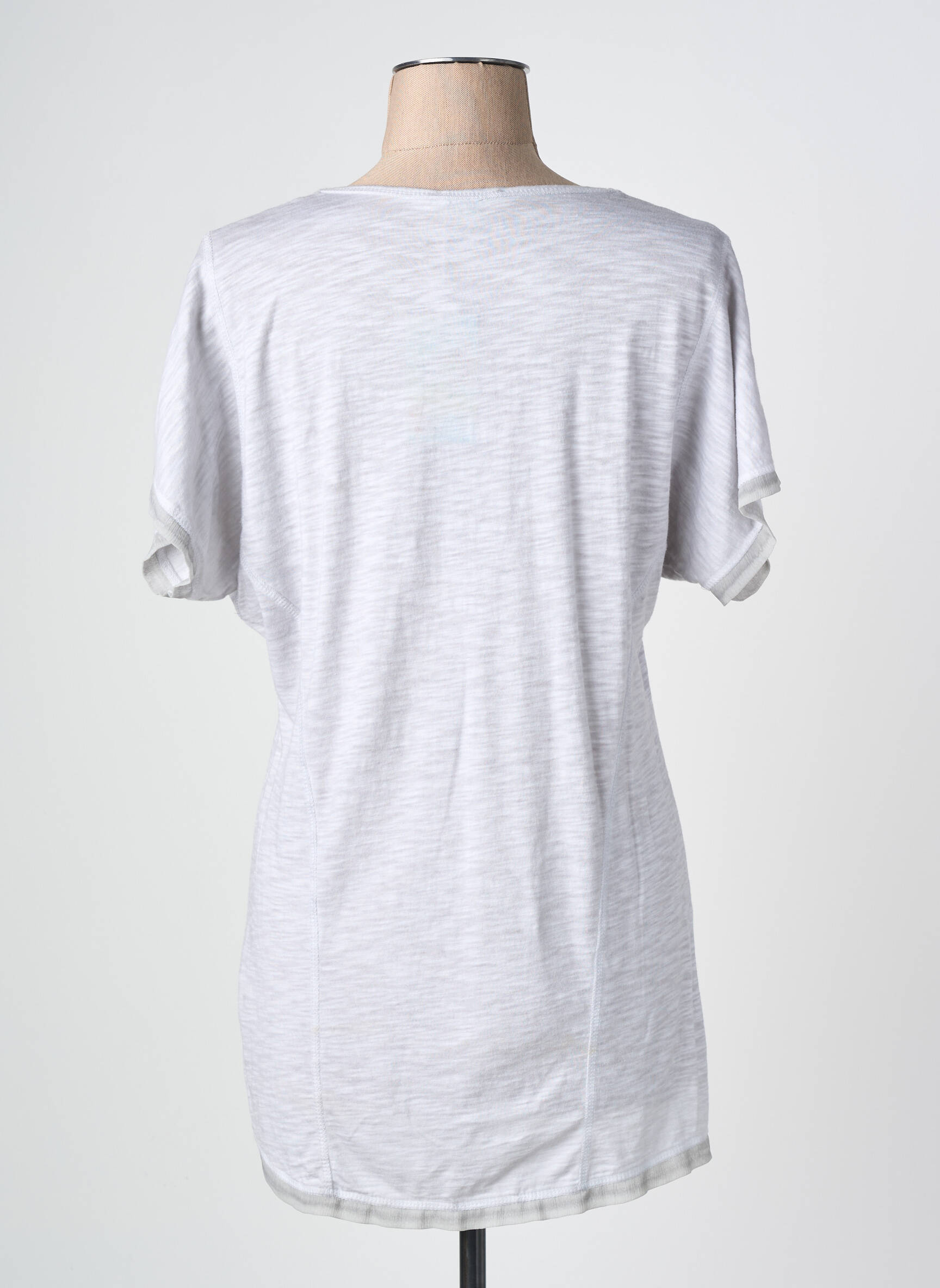 T-shirt sérigraphie avec strass manches courtes gris KALISSON femme