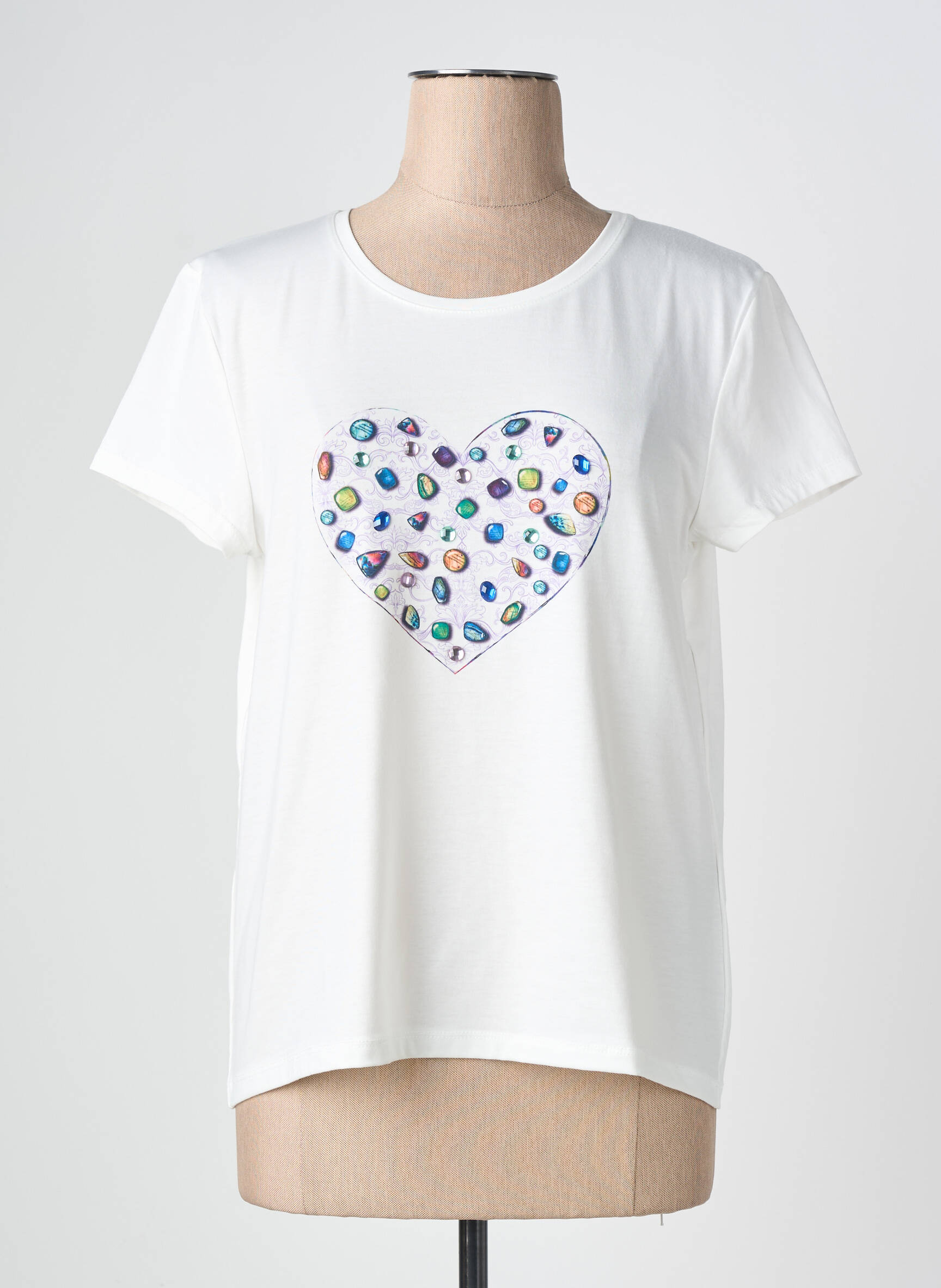 T-shirt stretch manches courtes beige ABRIL femme