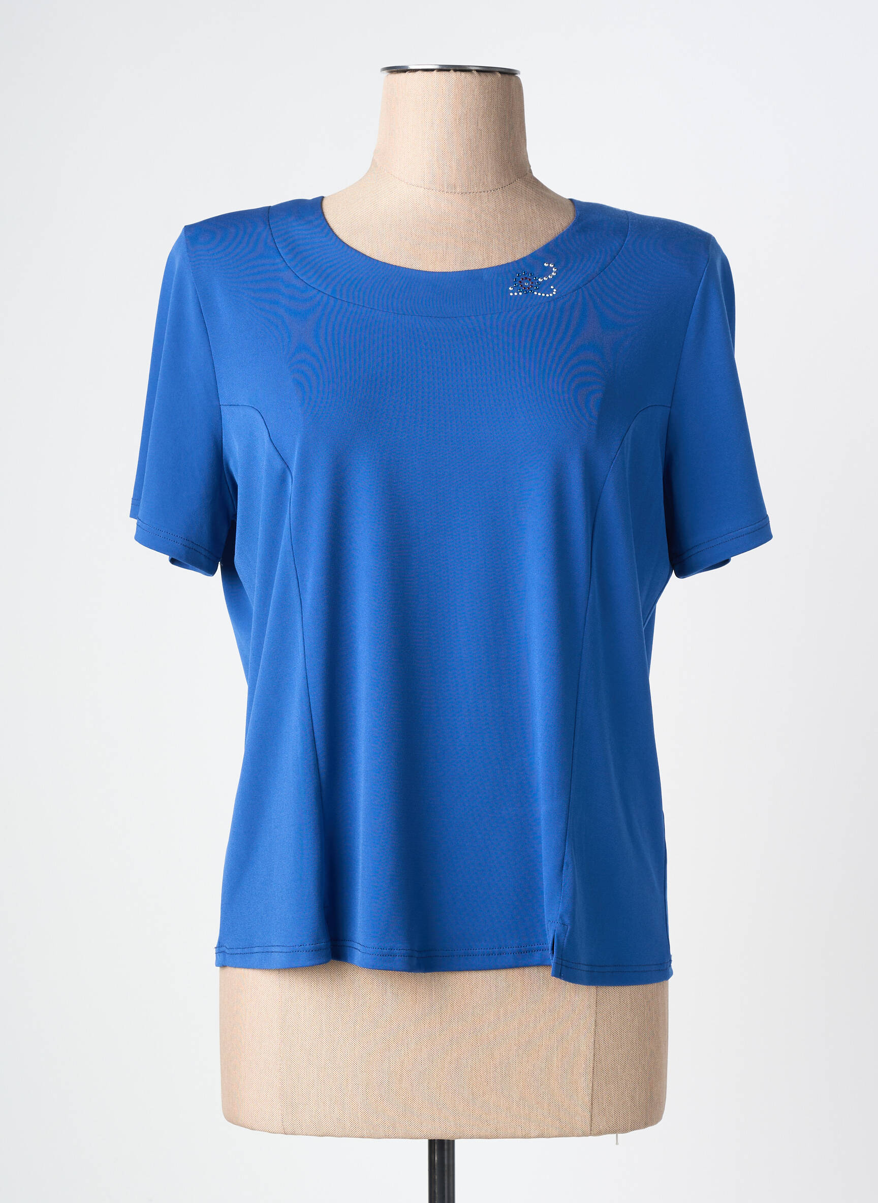 Top stretch manches courtes bleu NAYAT femme