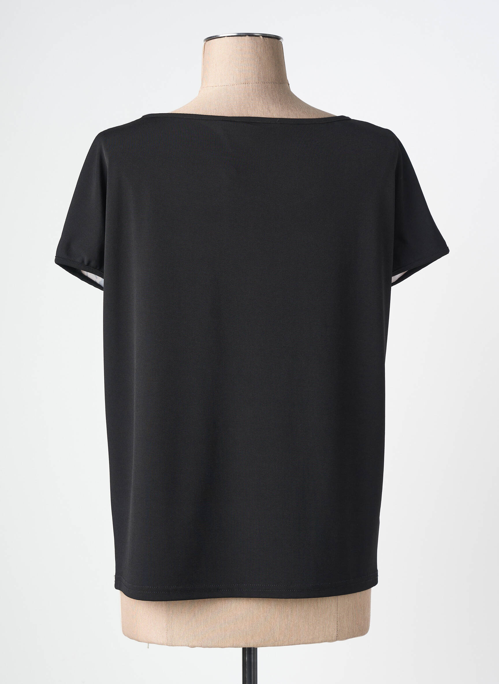 T-shirt coupe droite manches courtes noir QUATRE VINGT JOURS femme