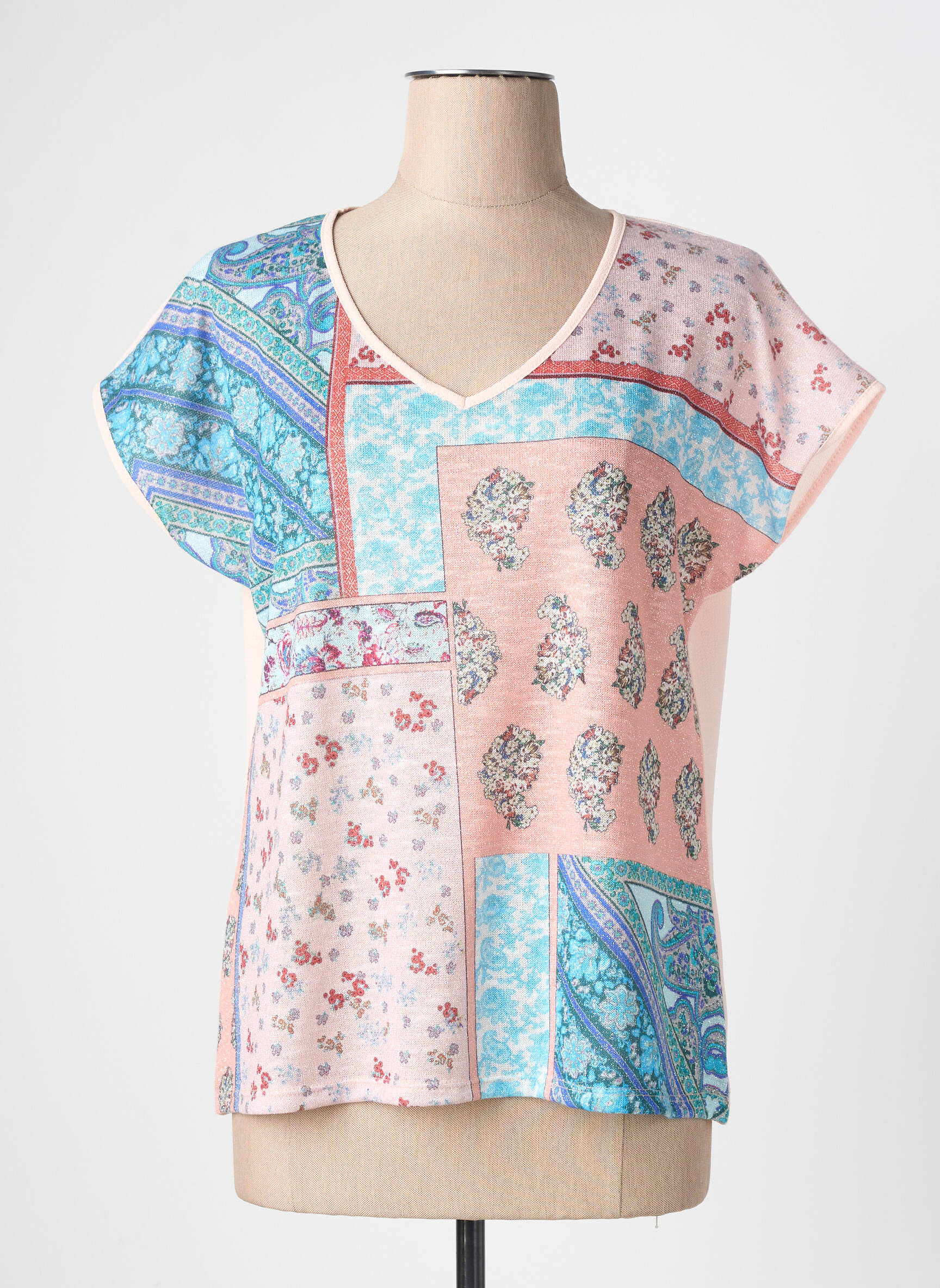 T-shirt imprimé fantaisie manches courtes rose NURIA VILARDAGA femme