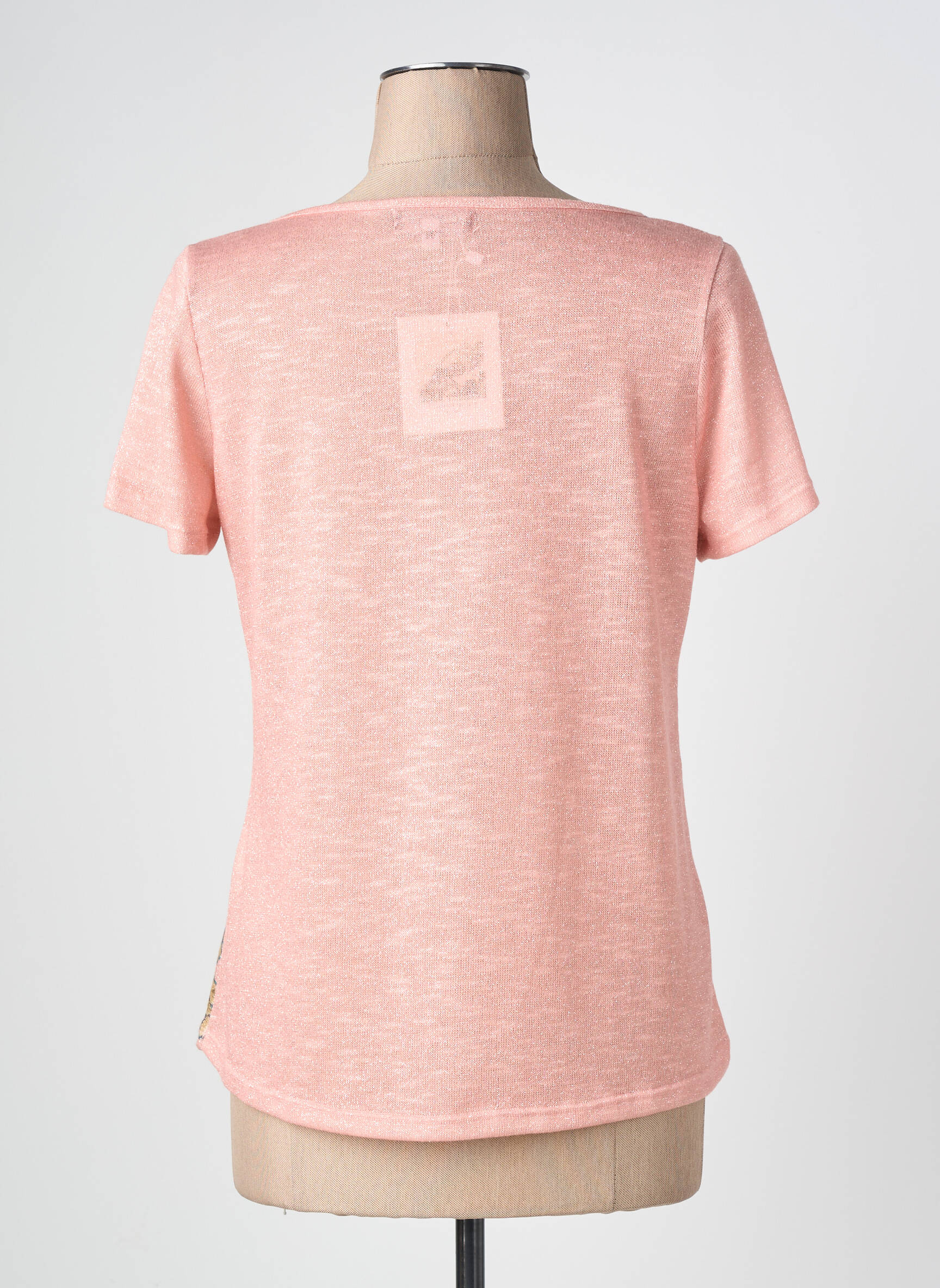 T-shirt col v manches courtes rose NURIA VILARDAGA femme