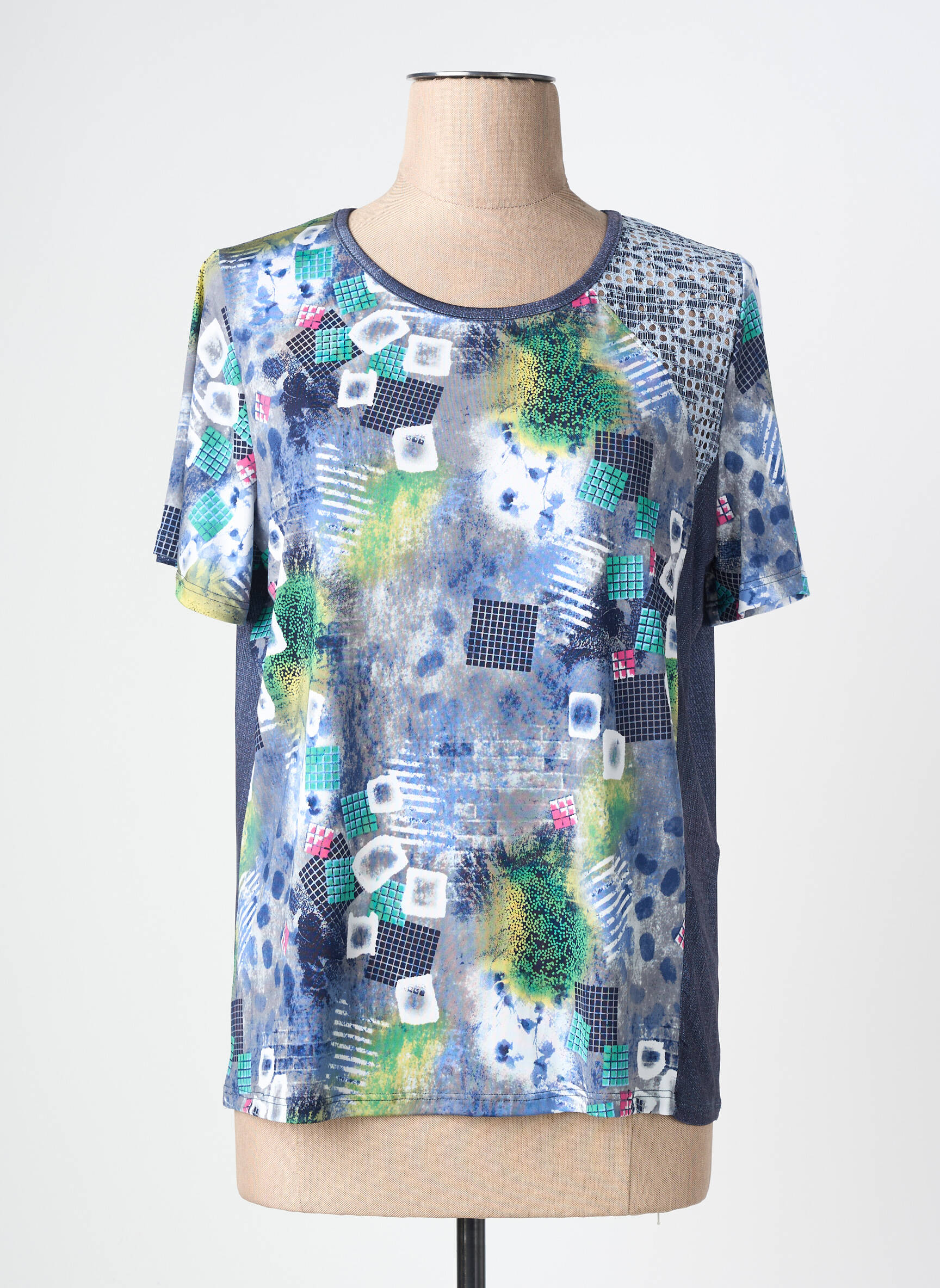 T-shirt coupe droite manches courtes bleu NAYAT femme