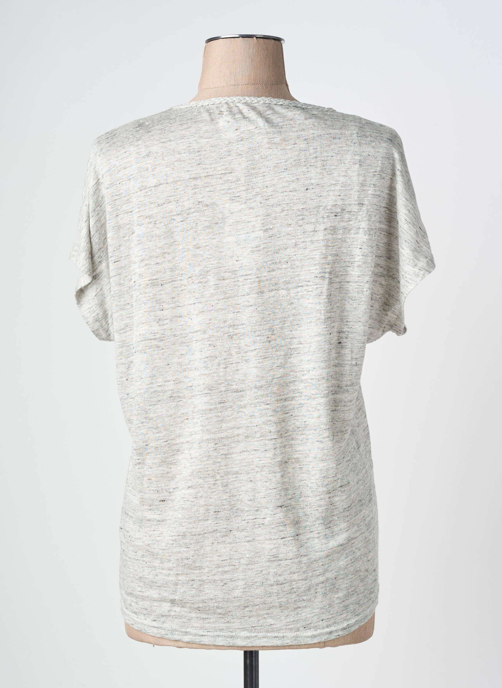 T-shirt col v manches courtes gris C'EST BEAU LA VIE femme