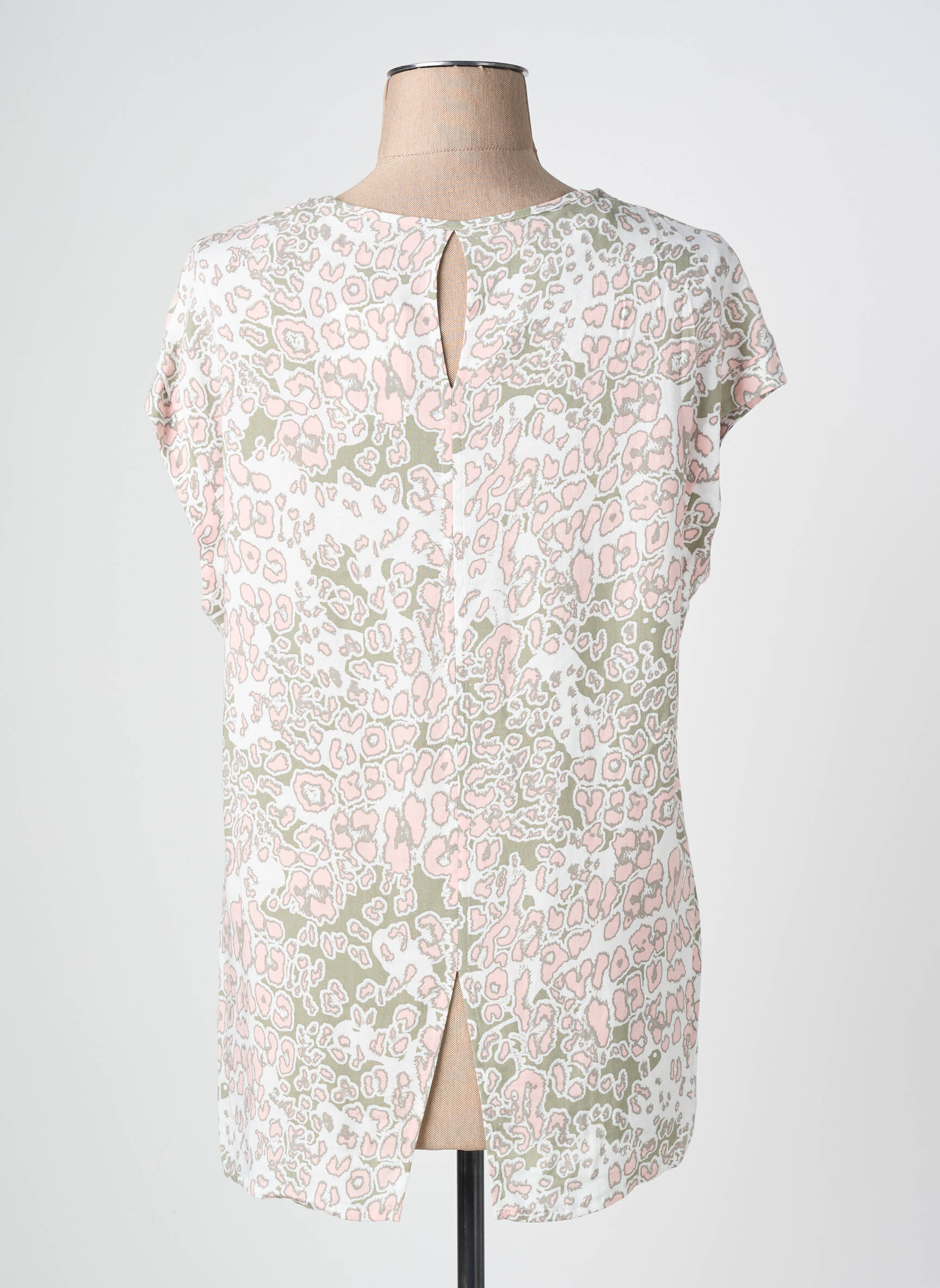 Blouse tissage popeline manches courtes rose BARBARA LEBEK femme