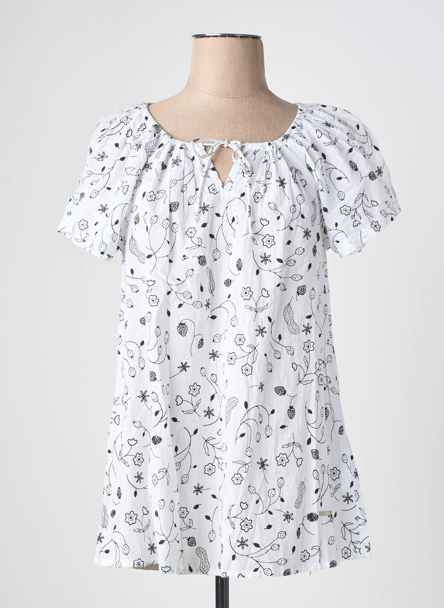 Tunique manches courtes légère et transparente blanc AGATHE & LOUISE femme