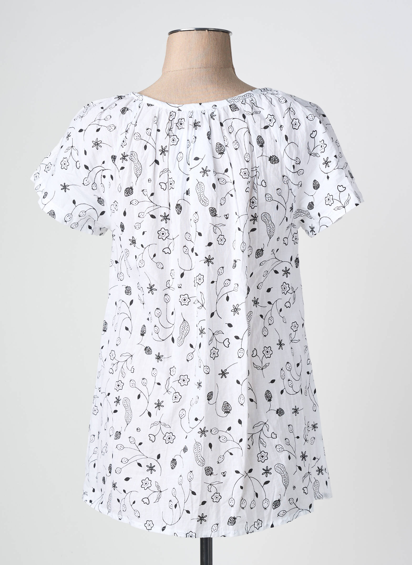 Tunique manches courtes légère et transparente blanc AGATHE & LOUISE femme