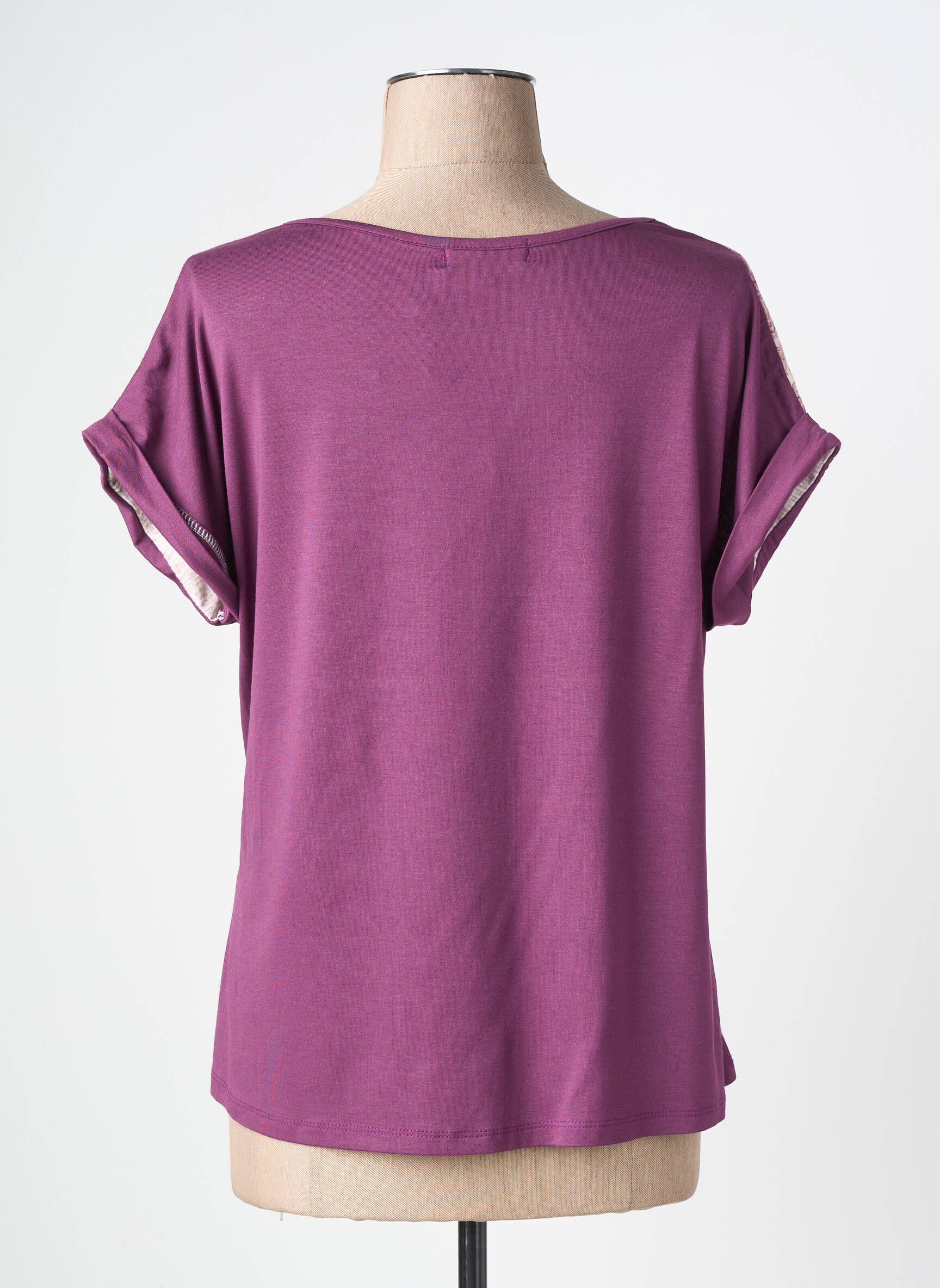 T-shirt col v manches courtes violet NURIA VILARDAGA femme