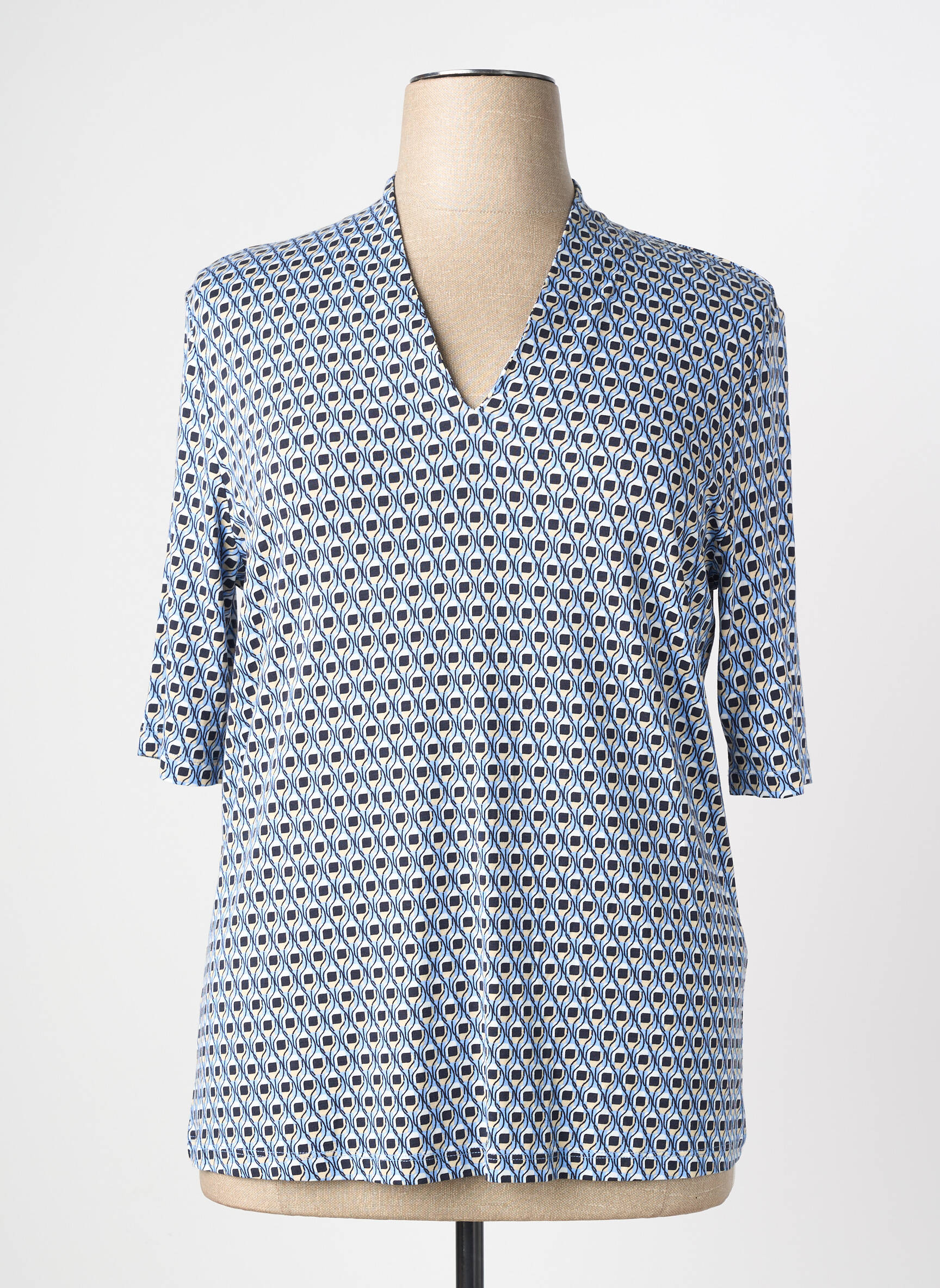 T-shirt imprimé fantaisie manches courtes bleu BARBARA LEBEK femme