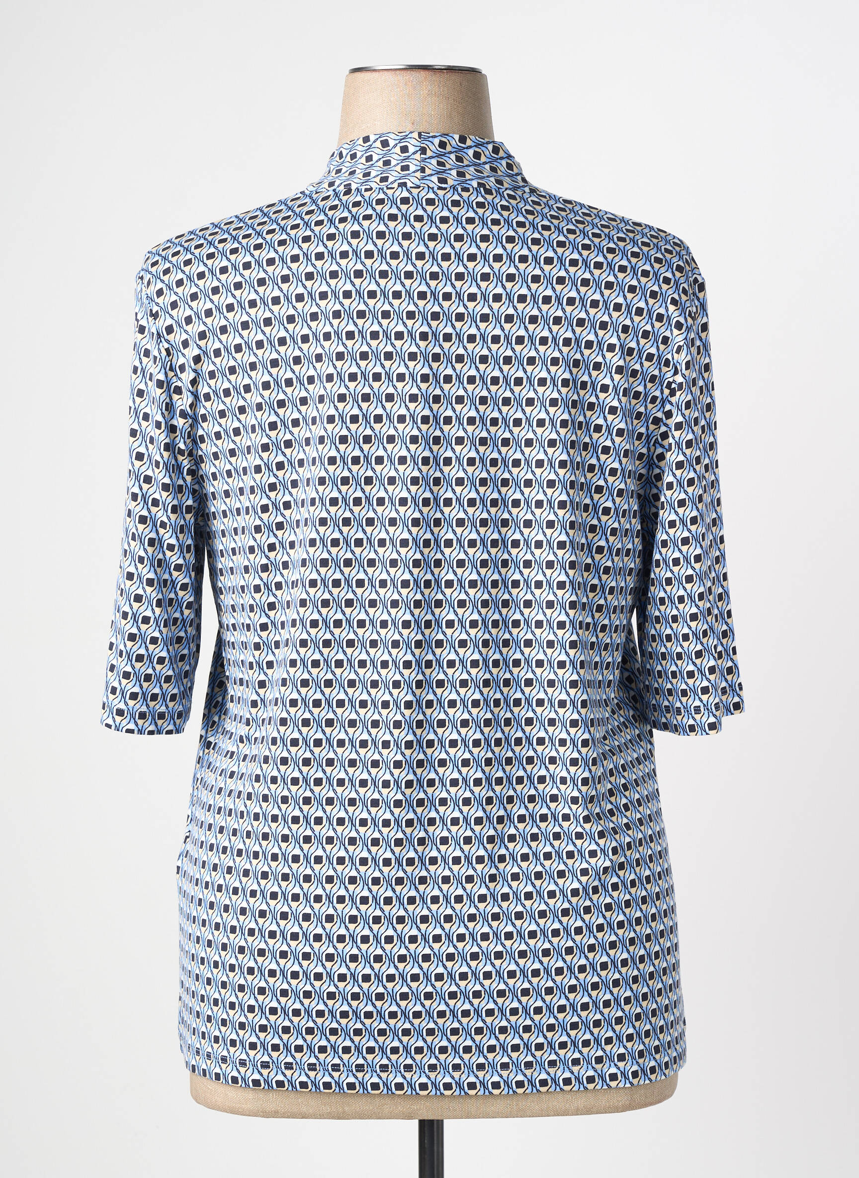 T-shirt imprimé fantaisie manches courtes bleu BARBARA LEBEK femme