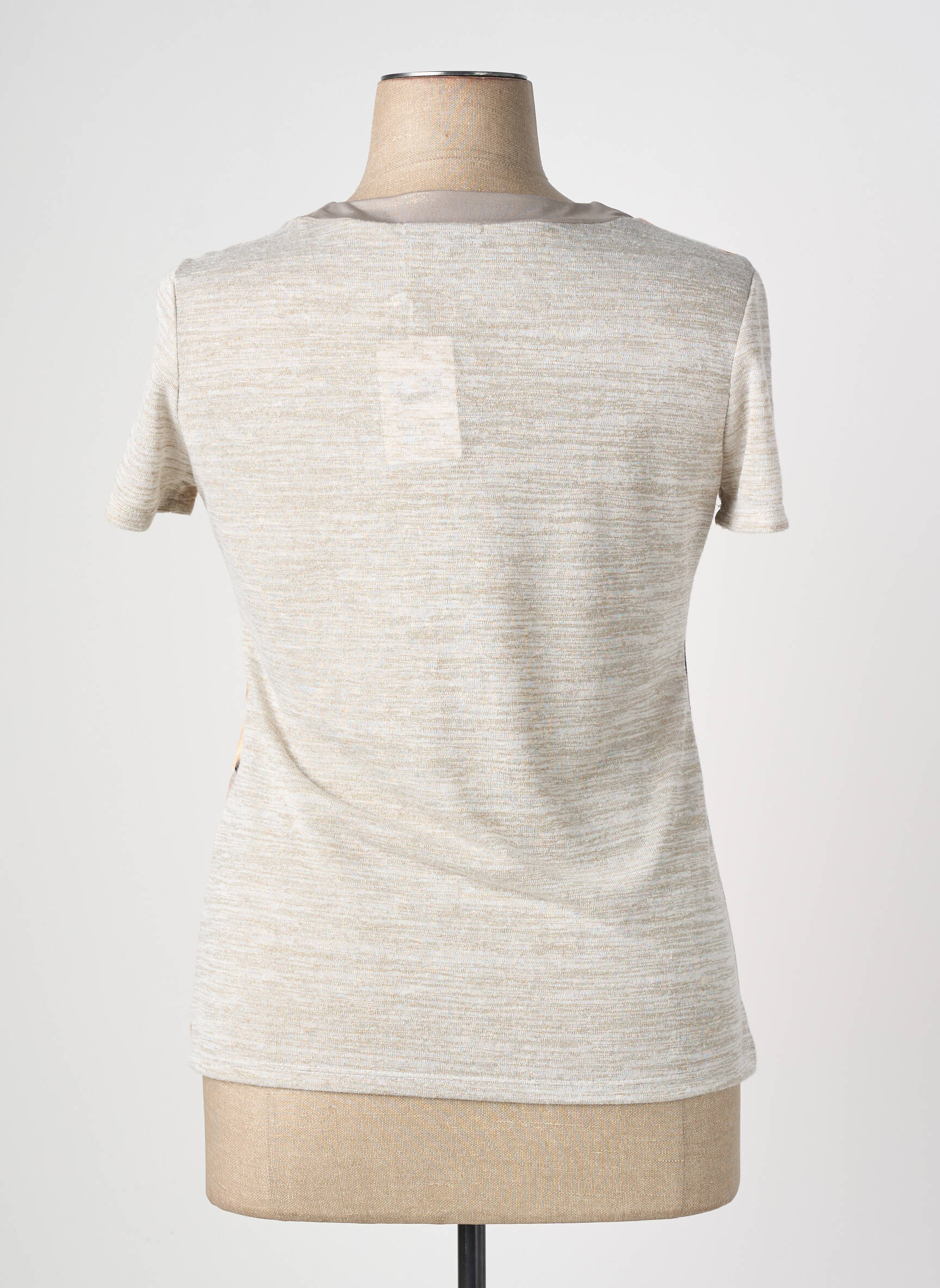 T-shirt stretch manches courtes beige NURIA VILARDAGA femme