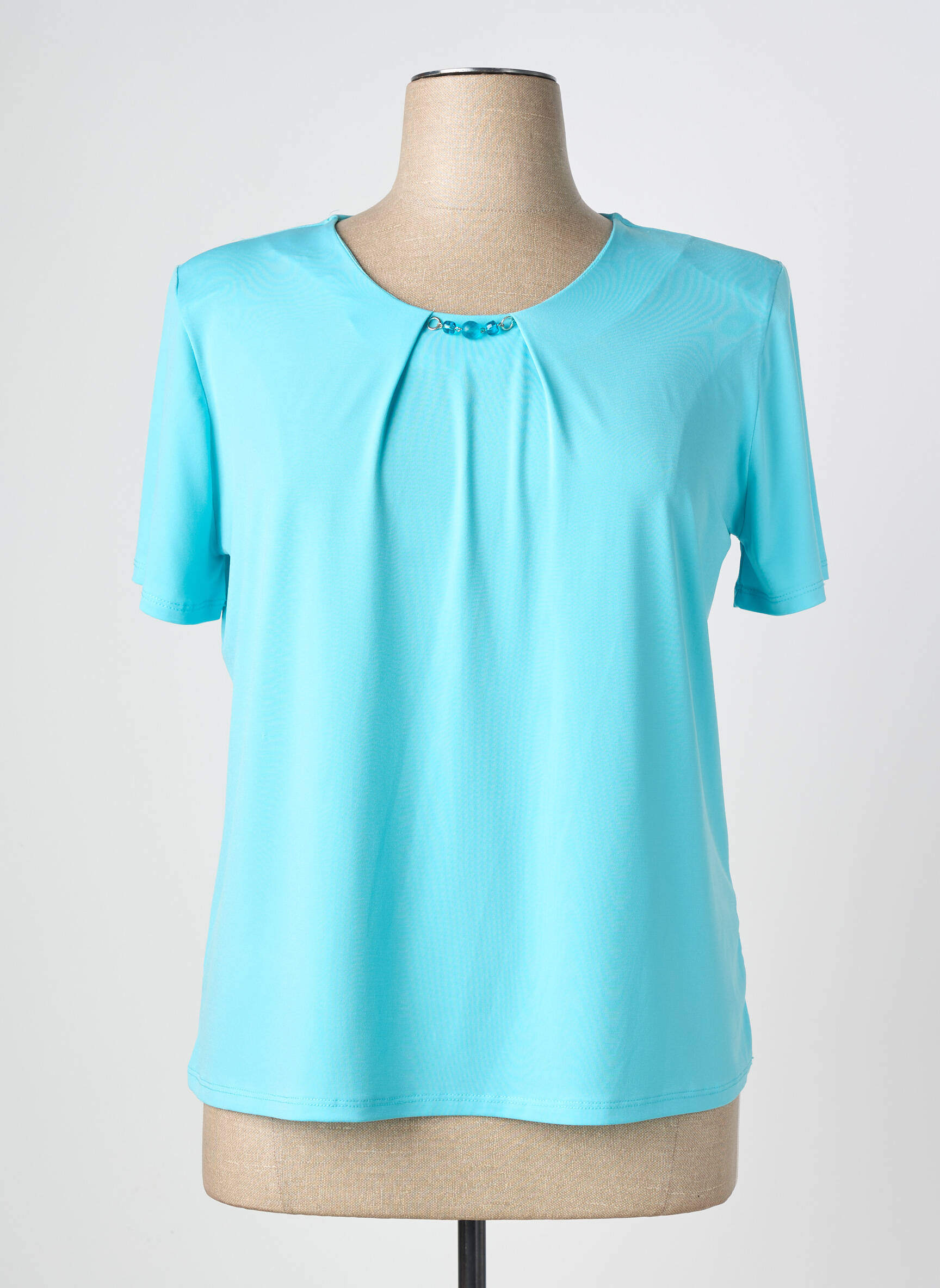Top stretch manches courtes bleu NAYAT femme