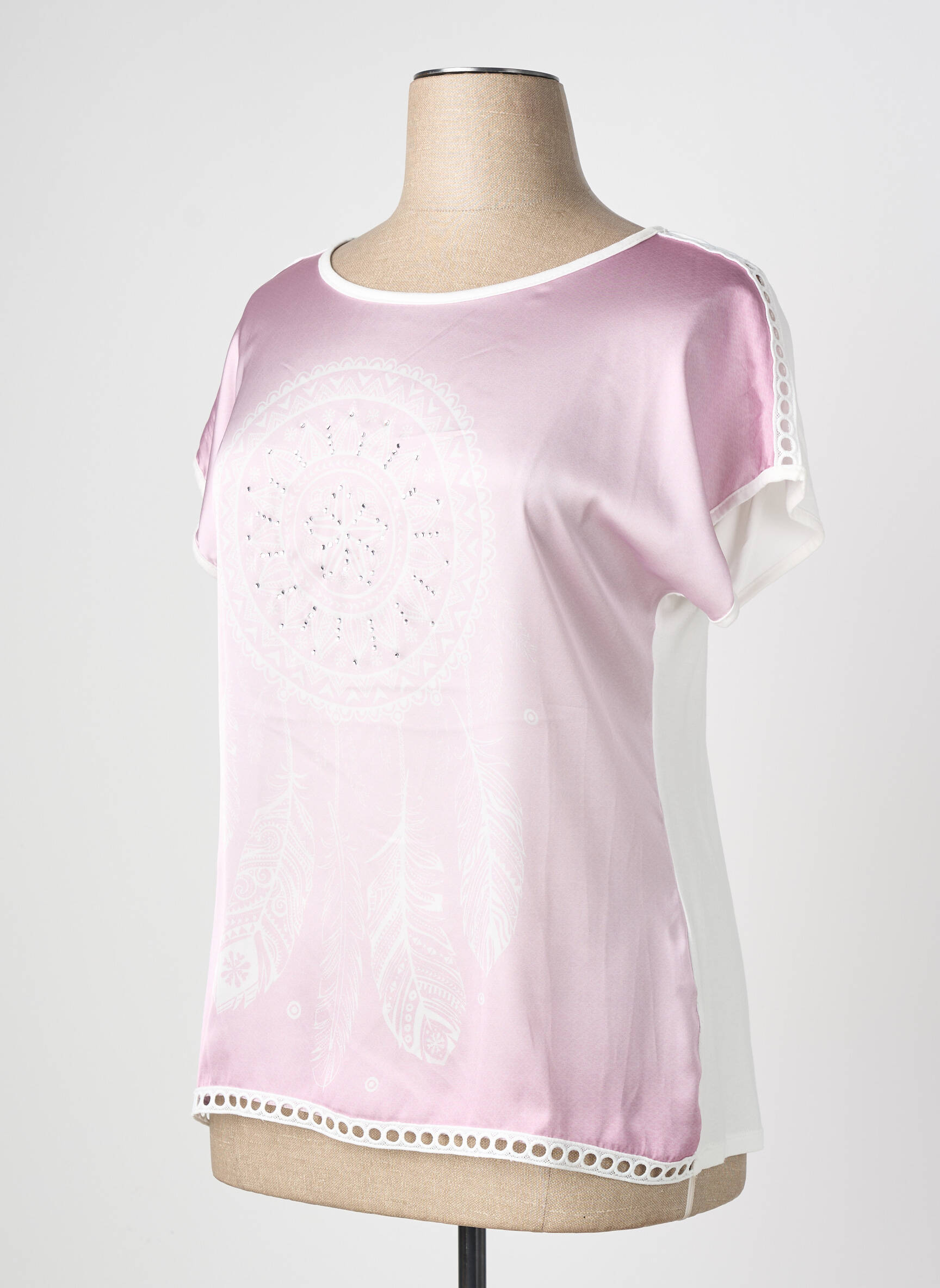 Top stretch manches courtes rose NURIA VILARDAGA femme