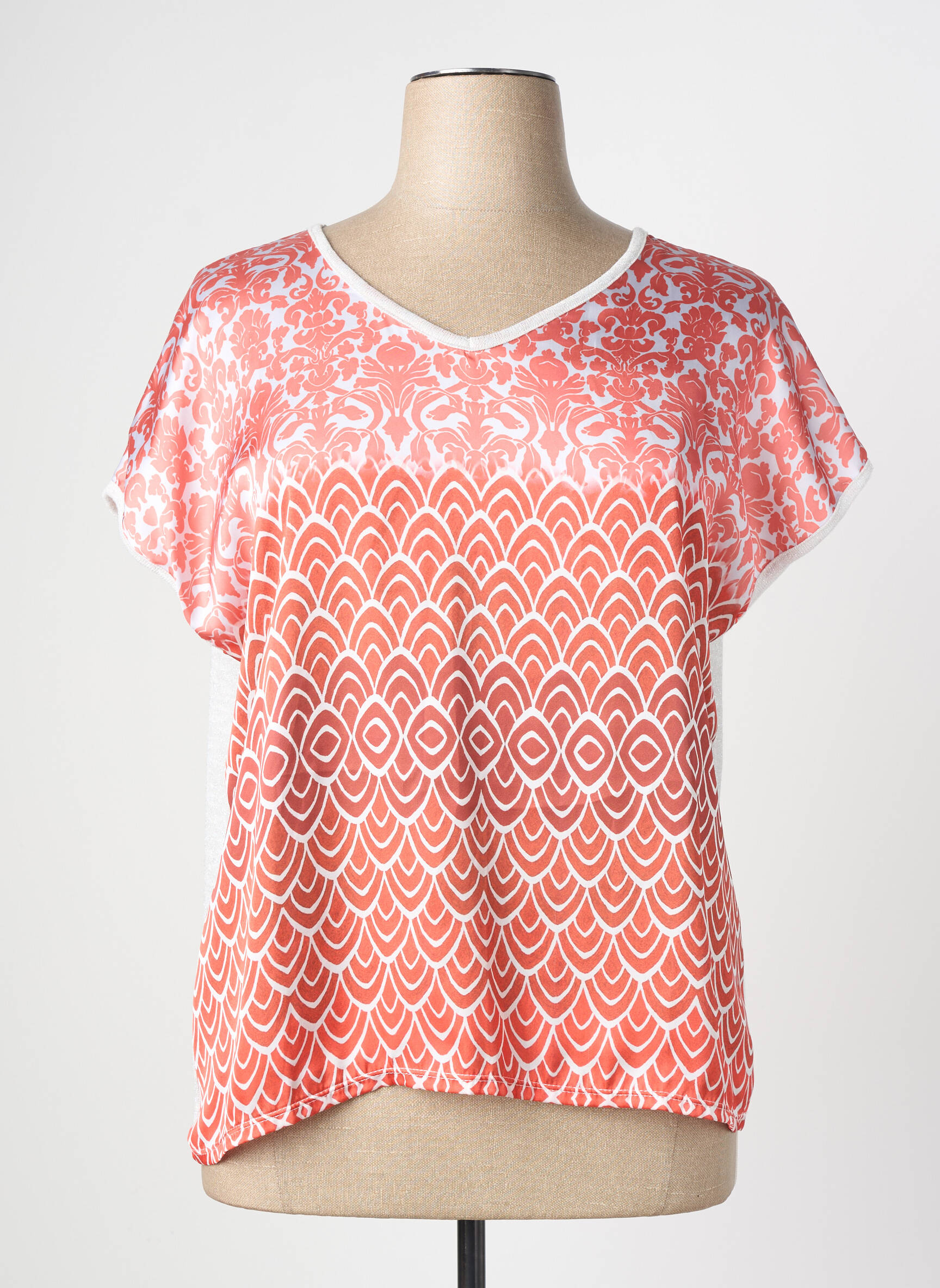 Top coupe fluide manches courtes orange NURIA VILARDAGA femme