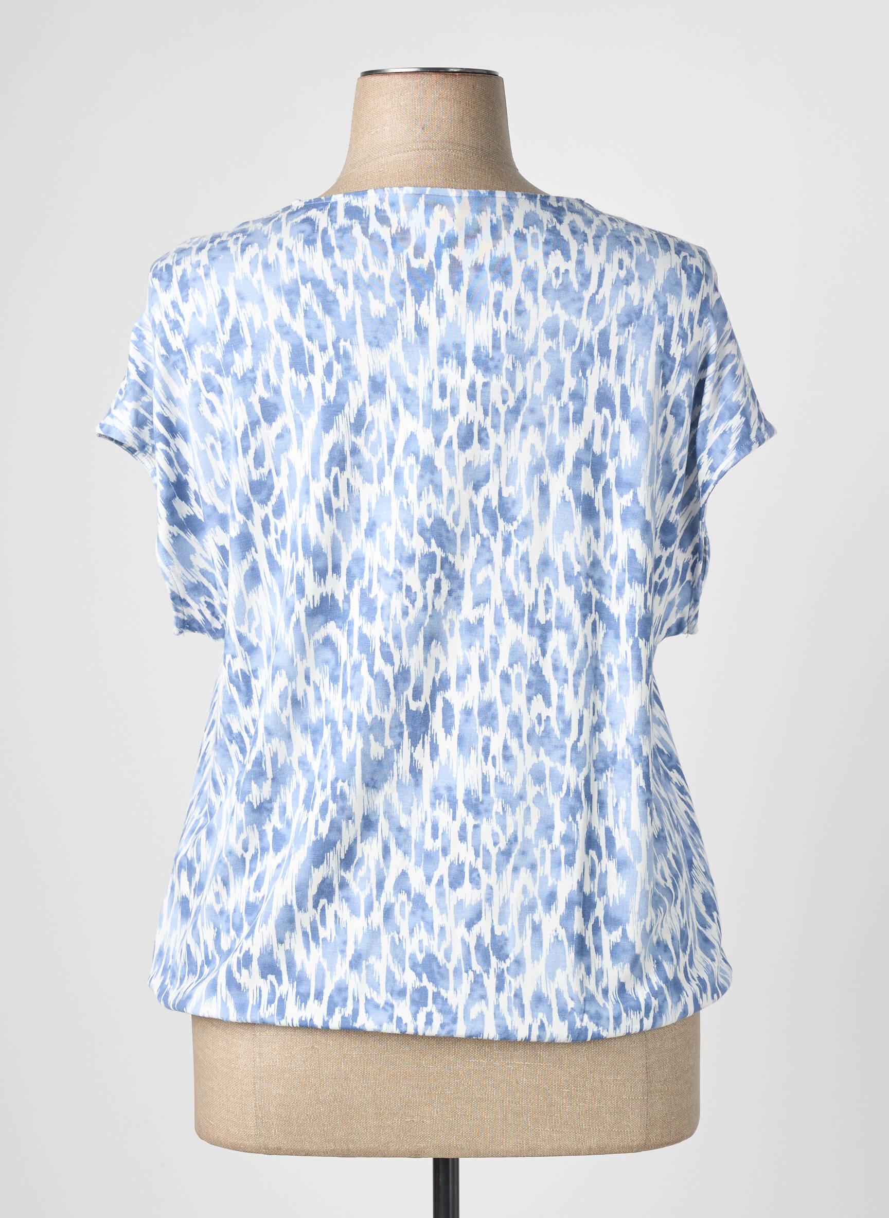 T-shirt col v manches courtes bleu BARBARA LEBEK femme