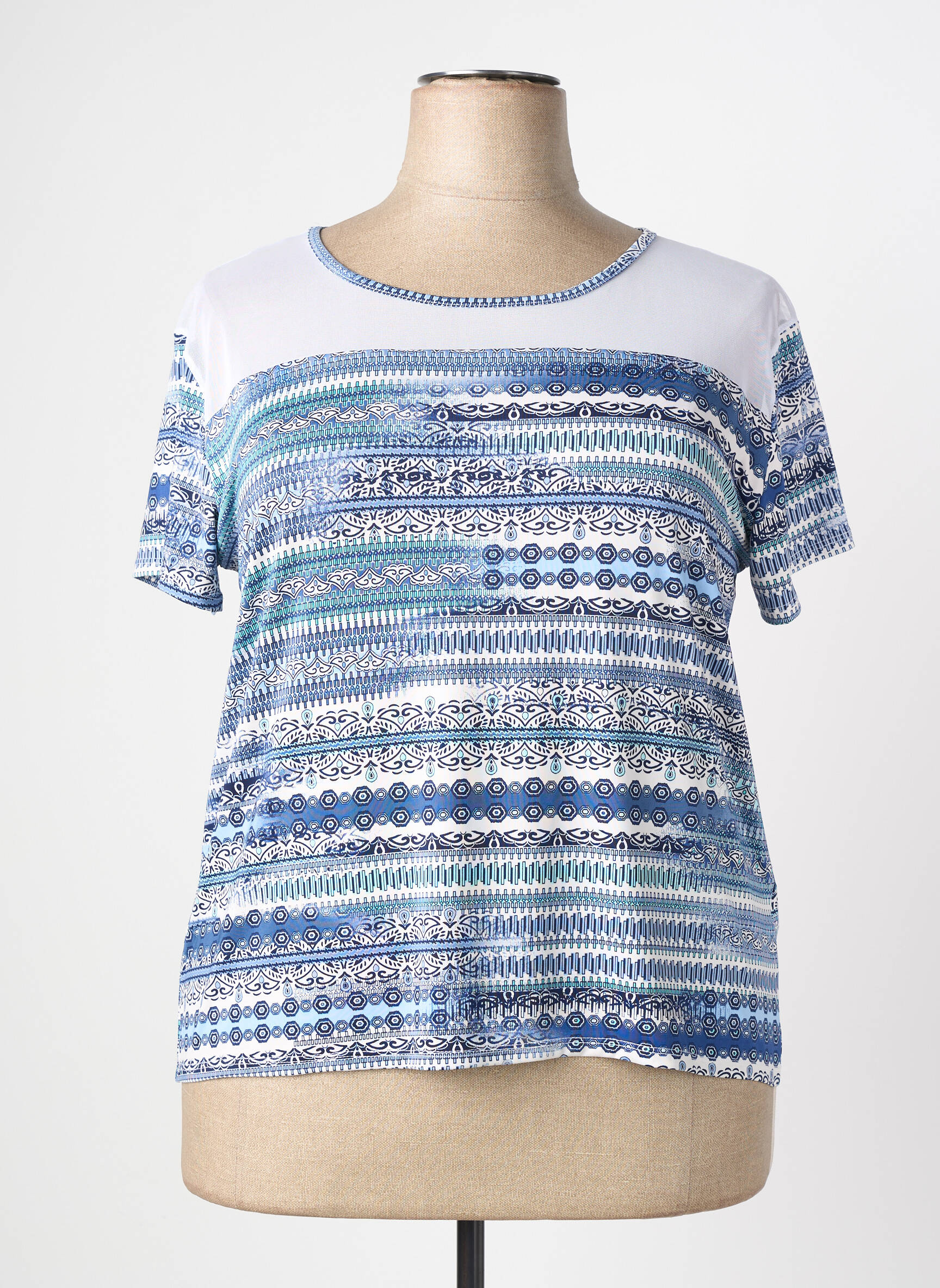 T-shirt imprimé fantaisie manches courtes bleu NURIA VILARDAGA femme
