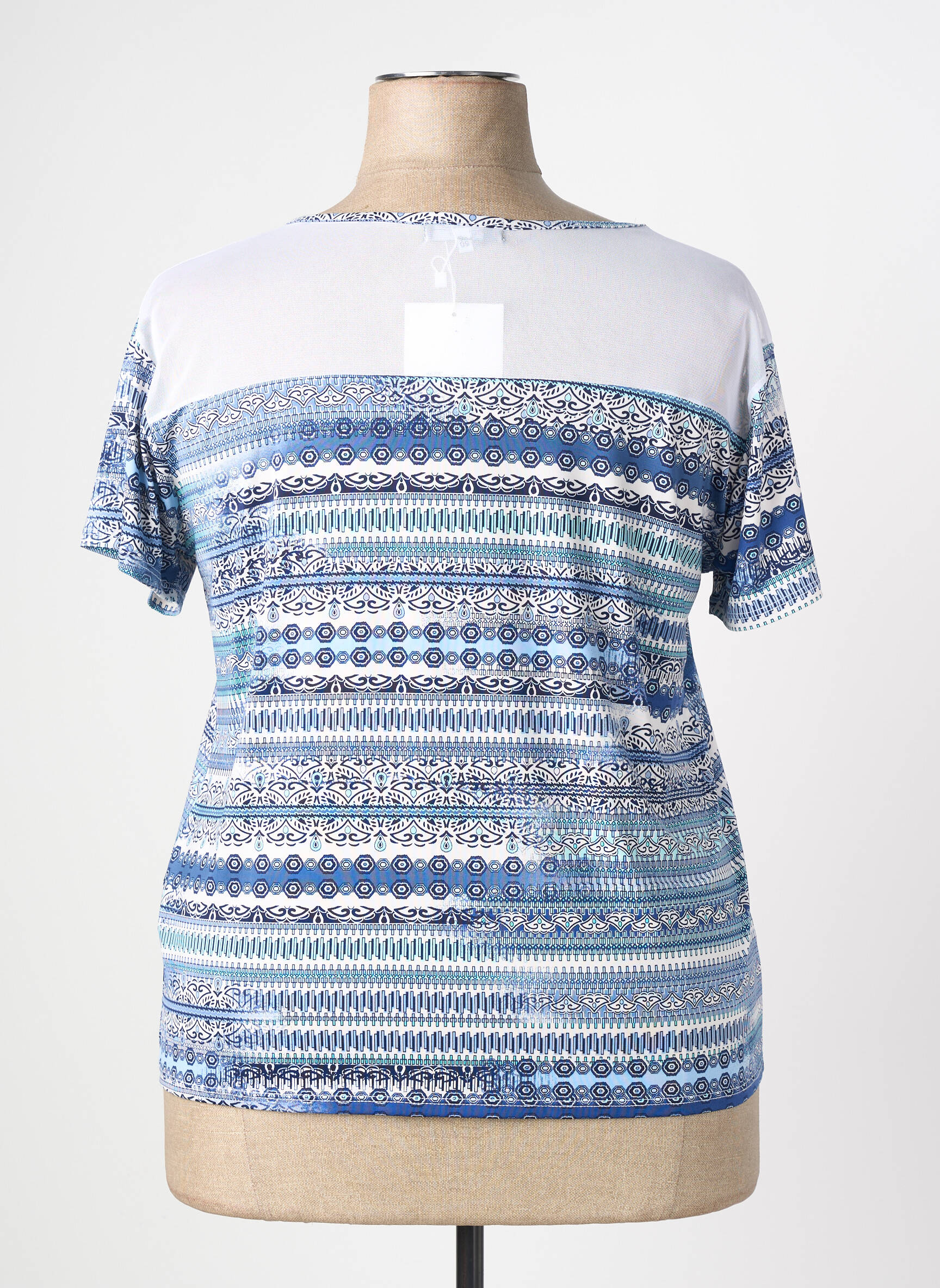 T-shirt imprimé fantaisie manches courtes bleu NURIA VILARDAGA femme