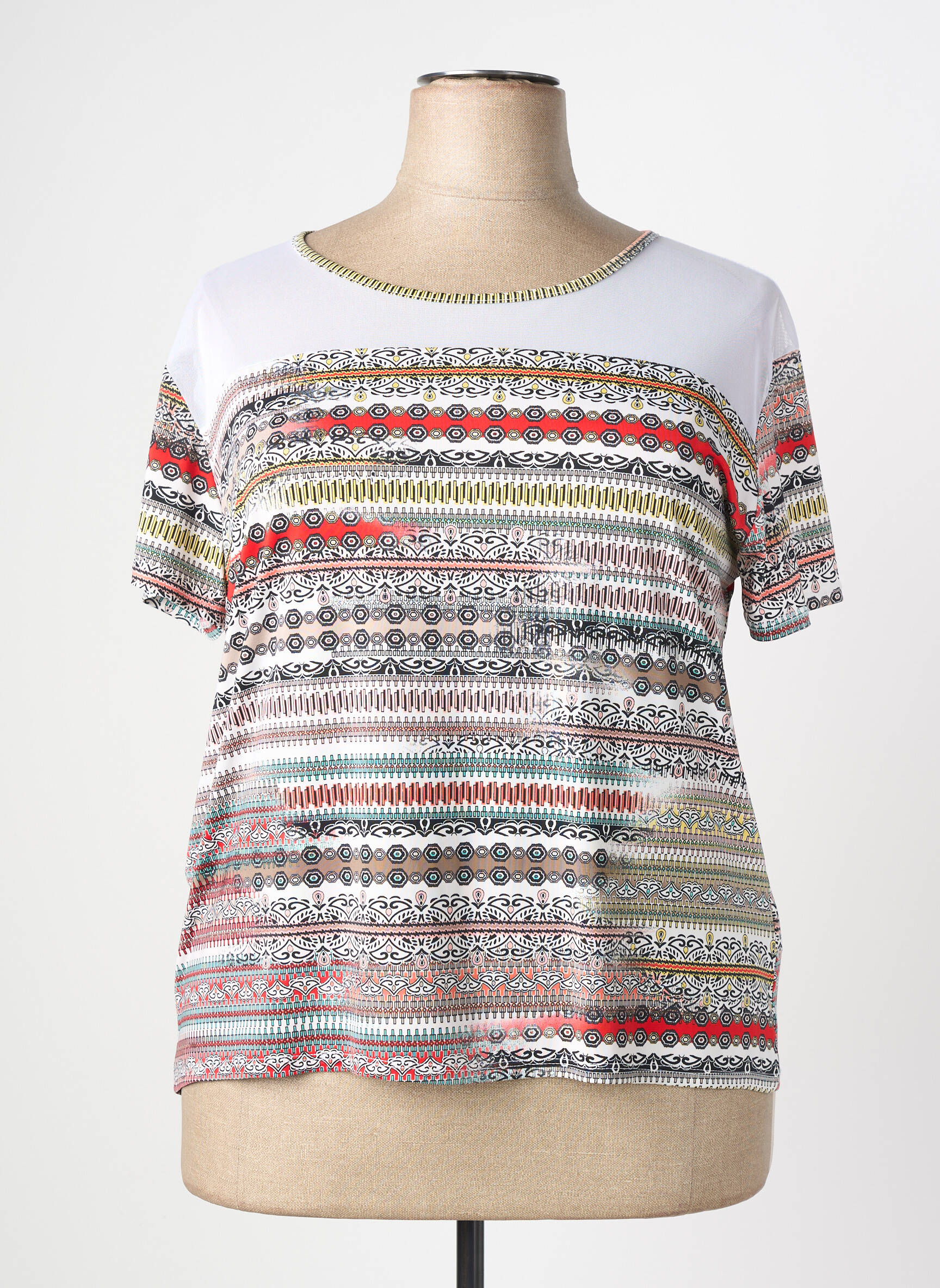 T-shirt imprimé fantaisie manches courtes rouge NURIA VILARDAGA femme