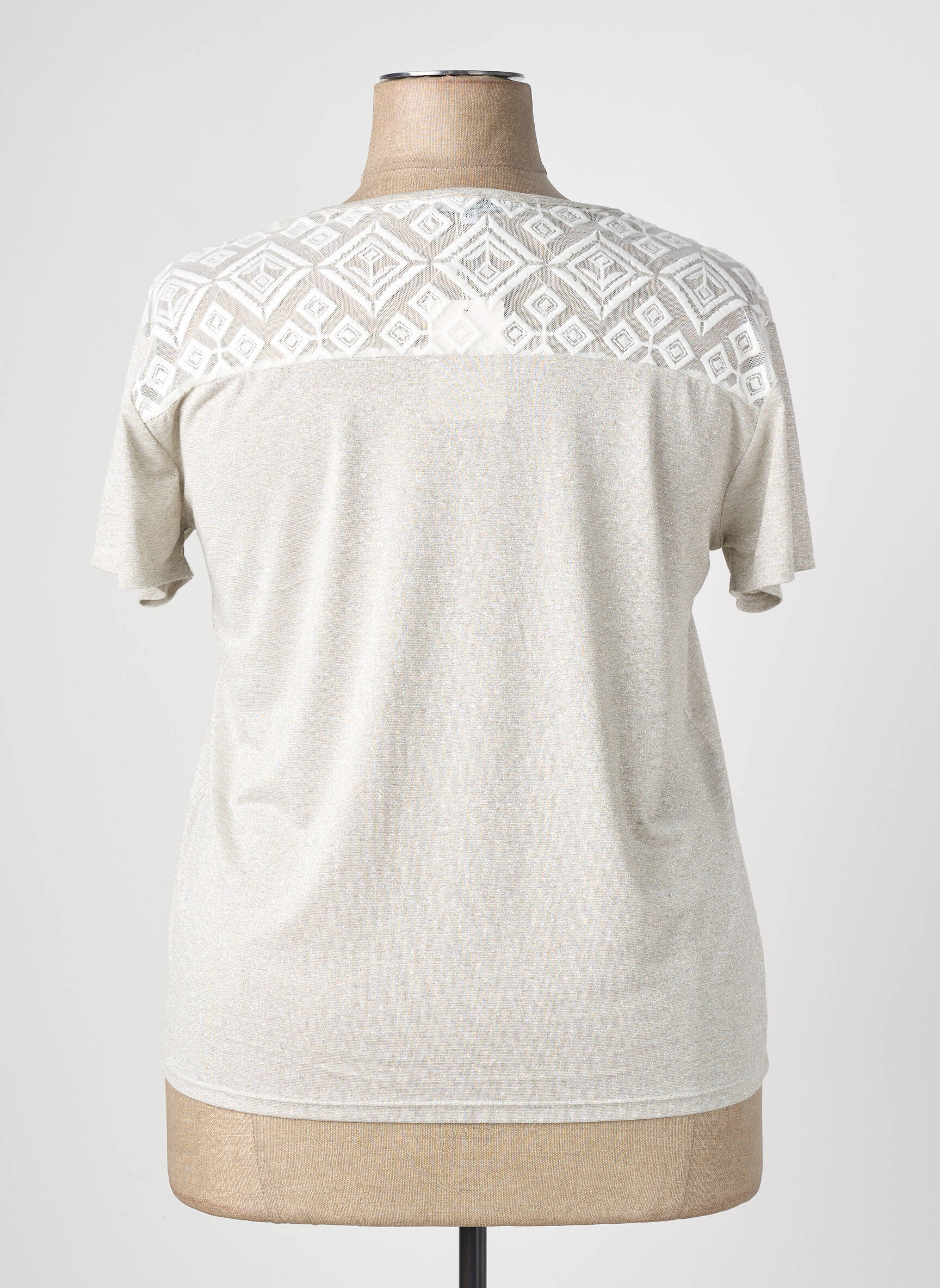 T-shirt stretch manches courtes argent NURIA VILARDAGA femme