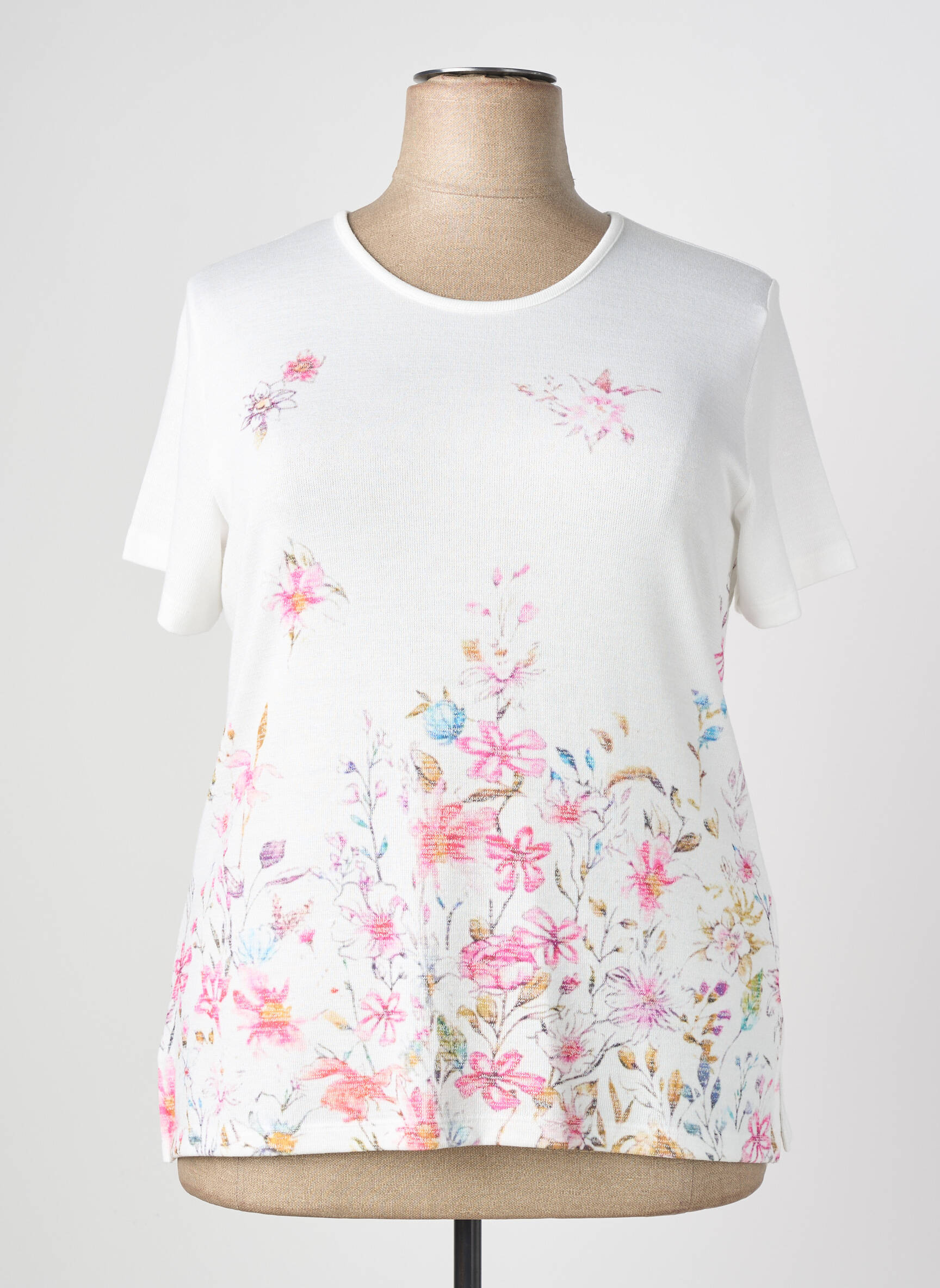 T-shirt coupe cintrée manches courtes blanc PLURIELLES femme