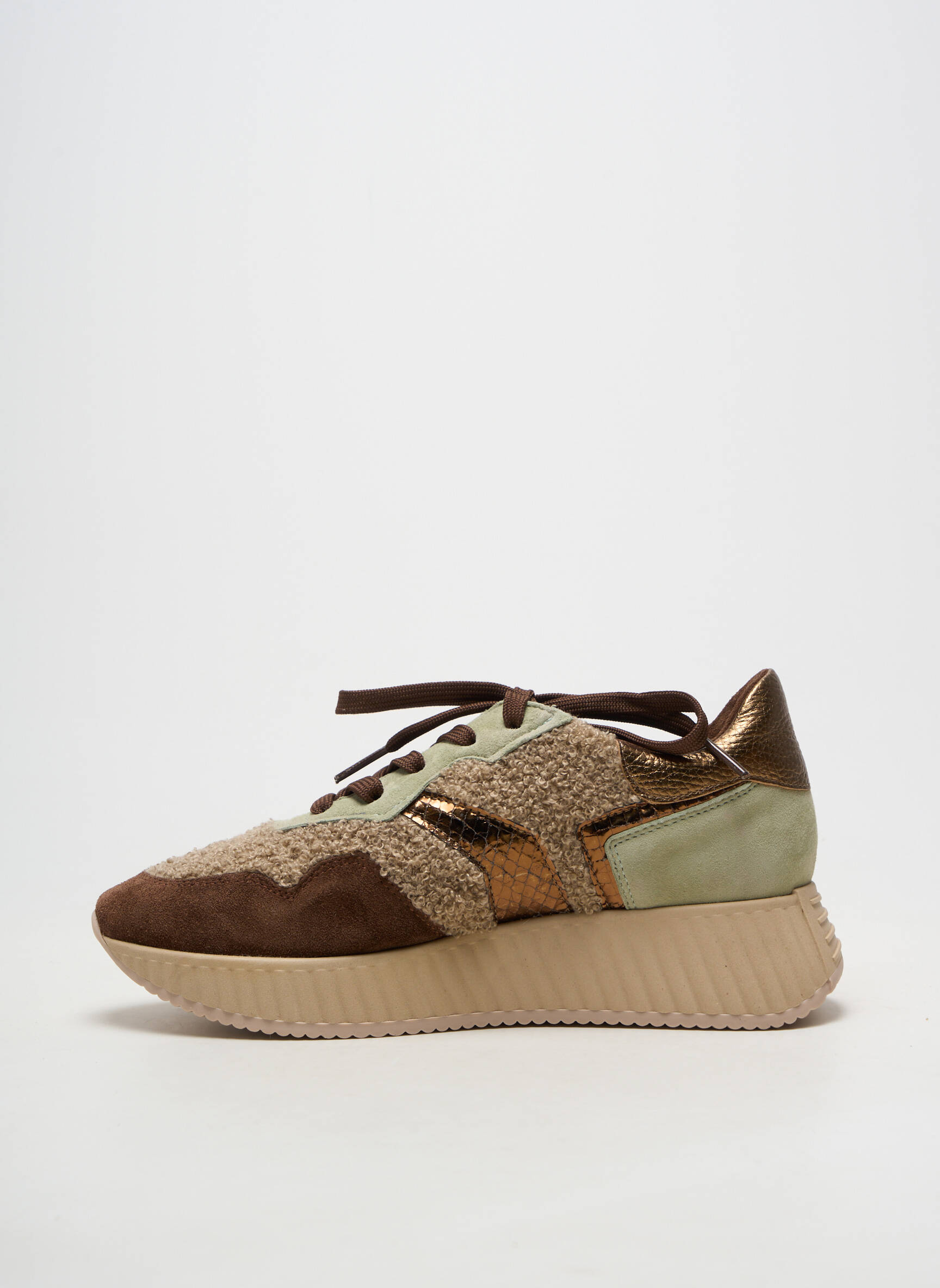 Baskets plateforme talon de 4 à 6cm marron SOFTWAVES femme