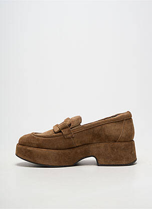 Mocassins nubuck talon de 4 à 6cm marron SOFTWAVES femme