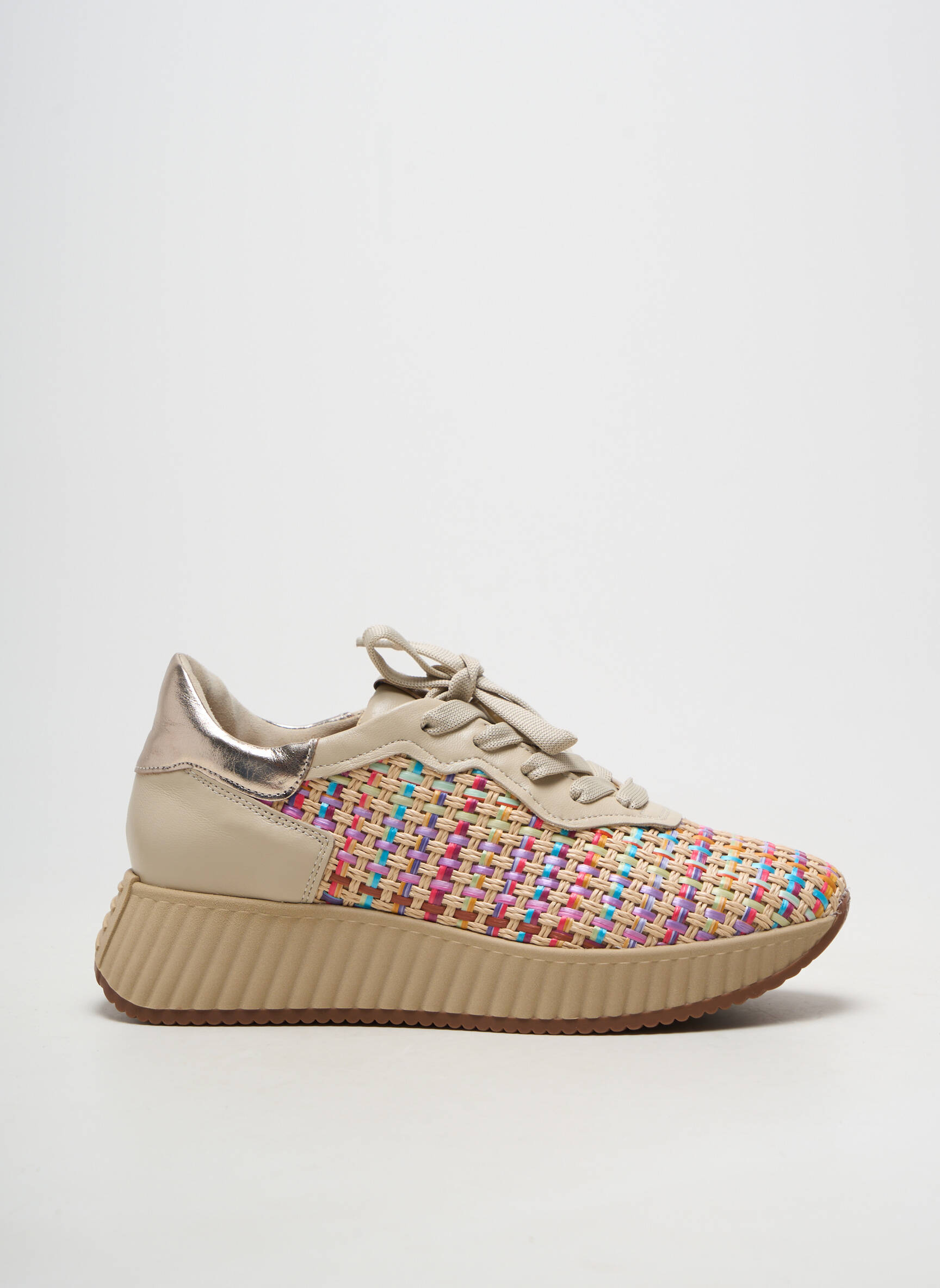 Baskets bout rond talon de 4 à 6cm beige SOFTWAVES femme