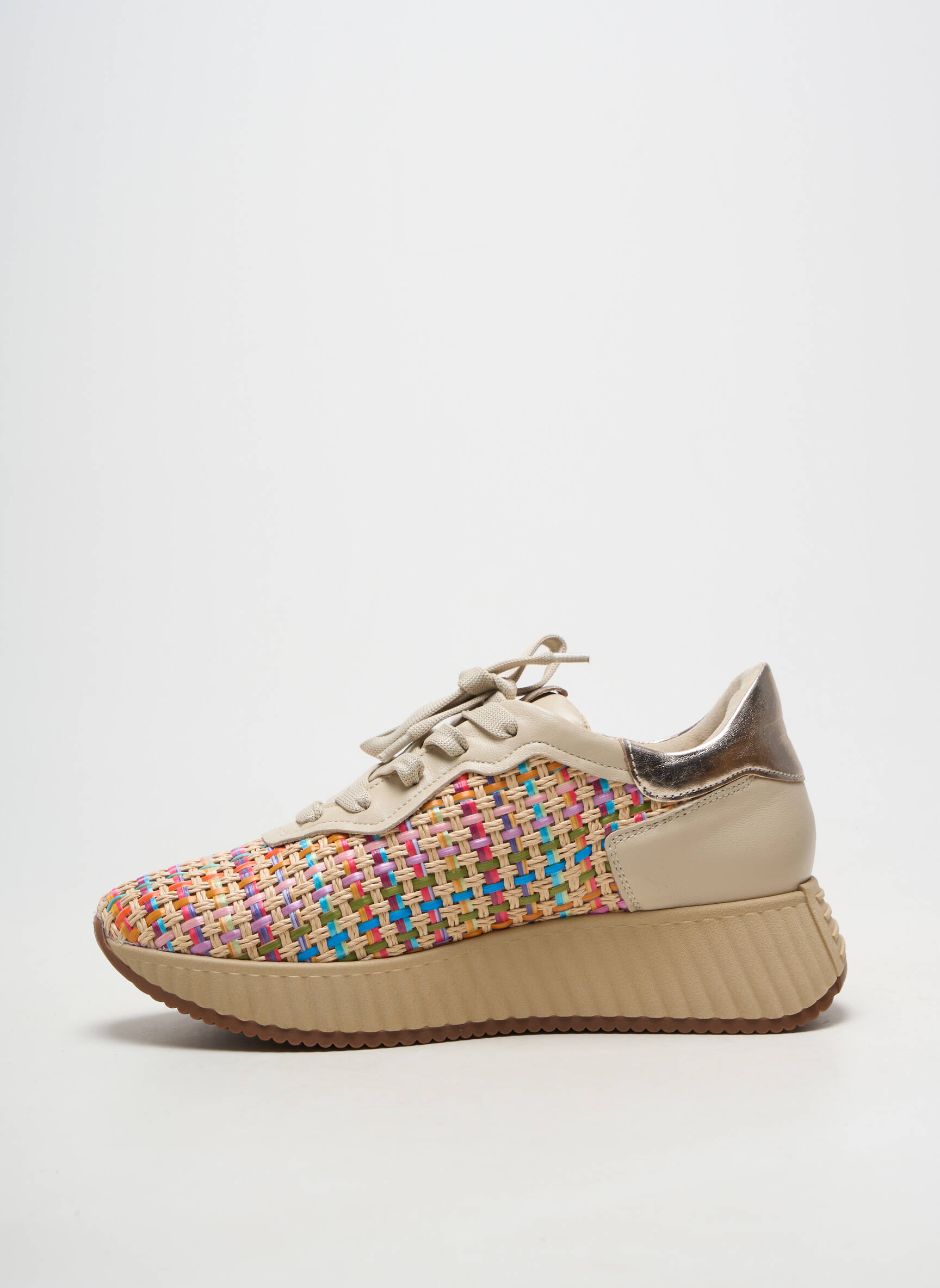 Baskets bout rond talon de 4 à 6cm beige SOFTWAVES femme