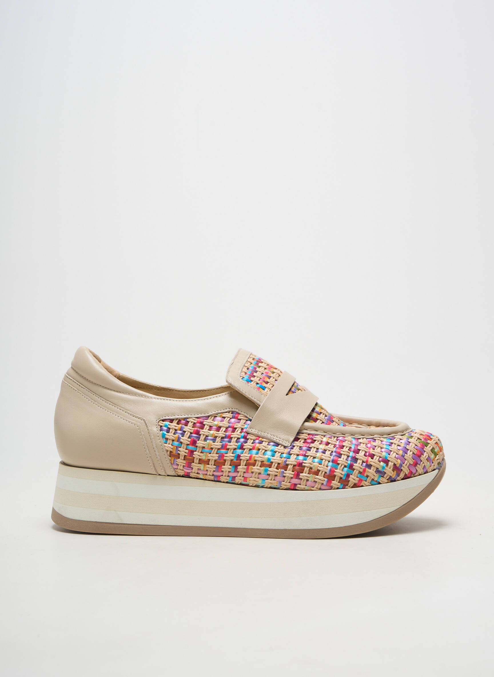Baskets plateforme talon de 4 à 6cm beige SOFTWAVES femme
