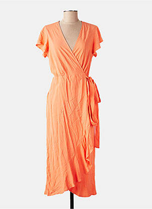 Robe mi-longue manches courtes manches courtes orange YSABEL MORA femme