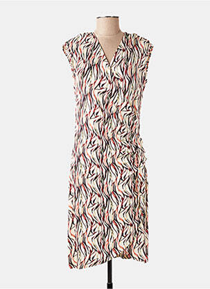 Robe mi-longue imprimé fantaisie manches courtes rose YSABEL MORA femme