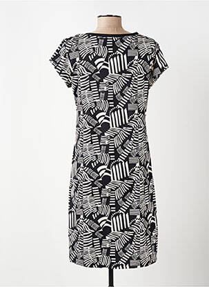 Robe mi-longue imprimé fantaisie manches courtes noir DEIDAD femme
