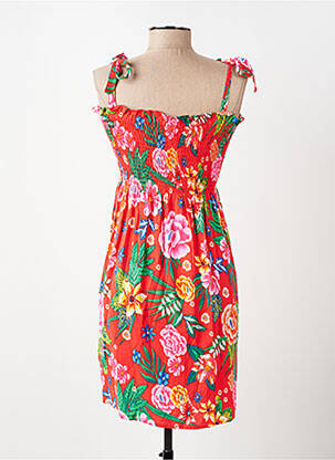 Robe mi-longue imprimé fleurs fines bretelles rouge YSABEL MORA femme