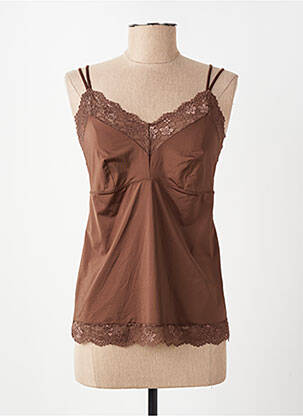 Top/caraco tissage satiné marron LINGADORE femme