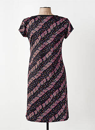 Robe mi-longue imprimé fantaisie manches courtes noir DEIDAD femme