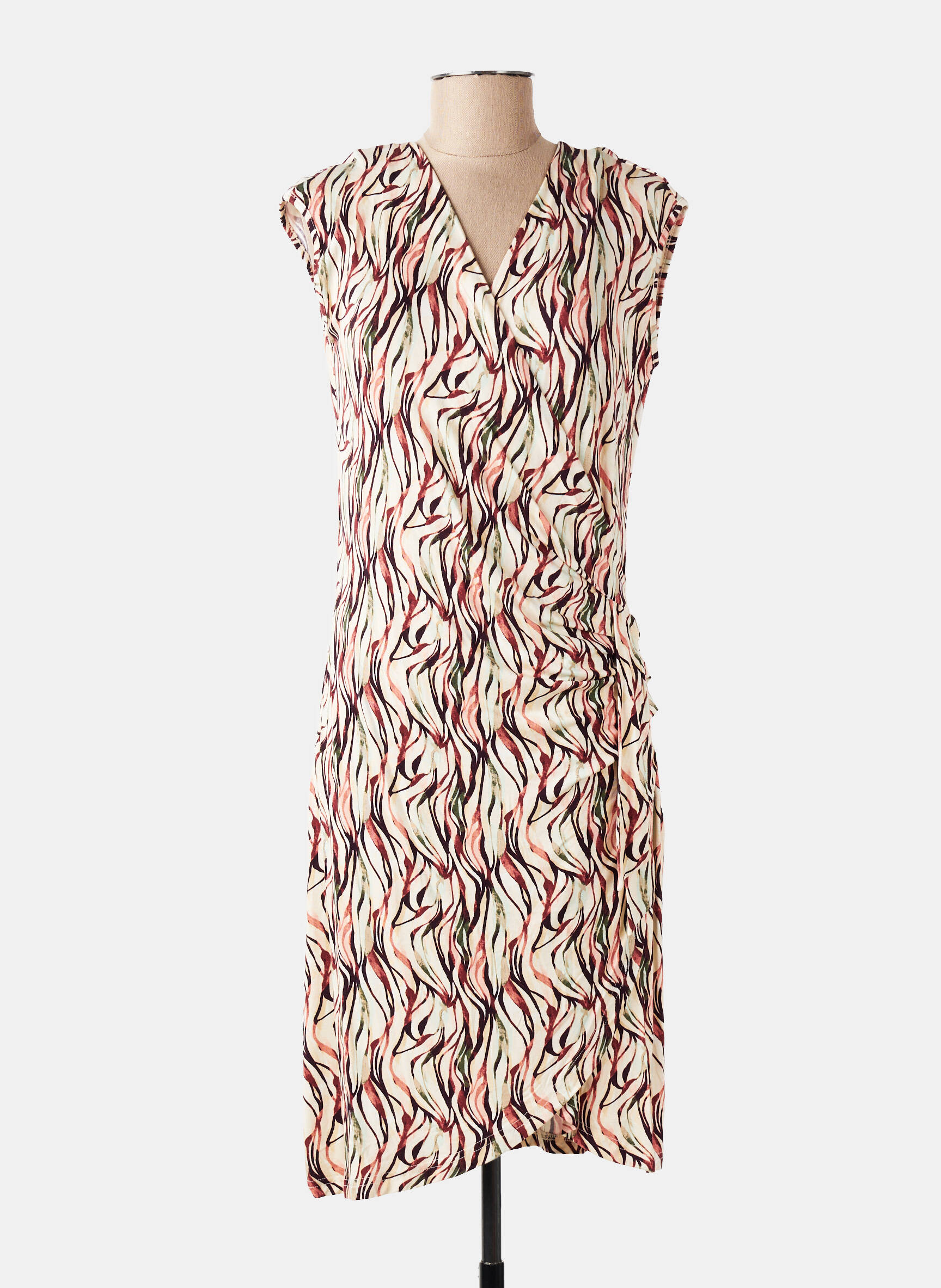 Robe mi-longue imprimé fantaisie manches courtes rose YSABEL MORA femme