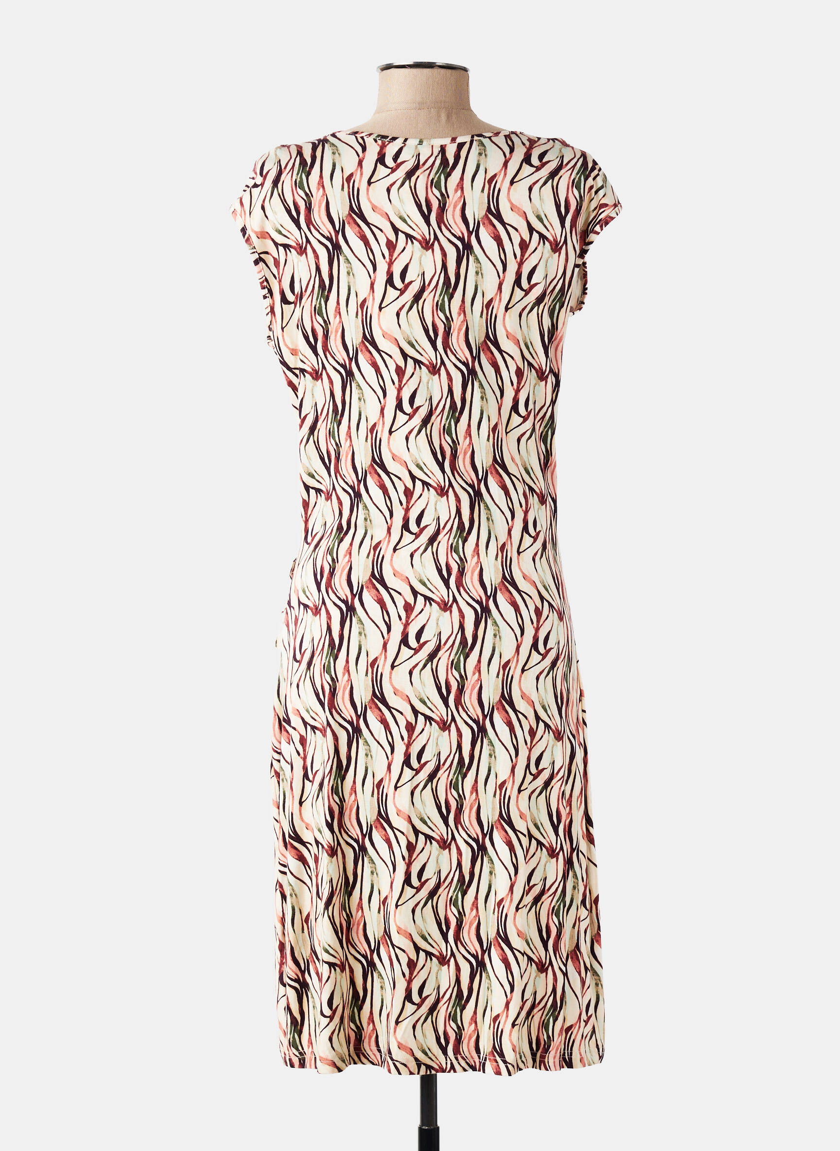 Robe mi-longue imprimé fantaisie manches courtes rose YSABEL MORA femme