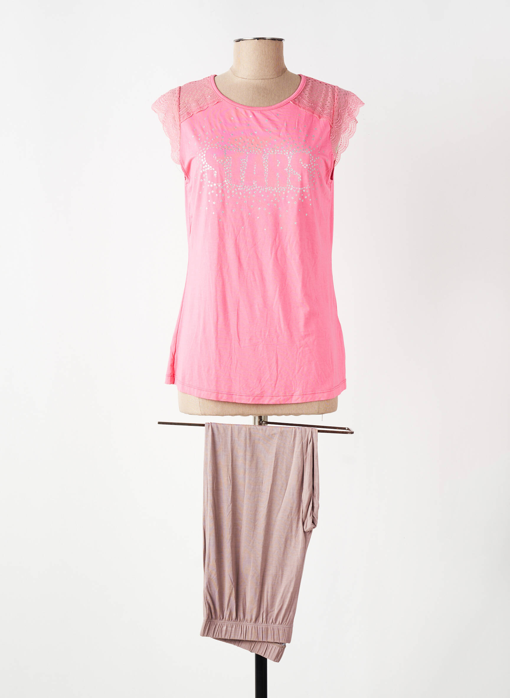 Pyjama manches courtes rose POMM'POIRE femme