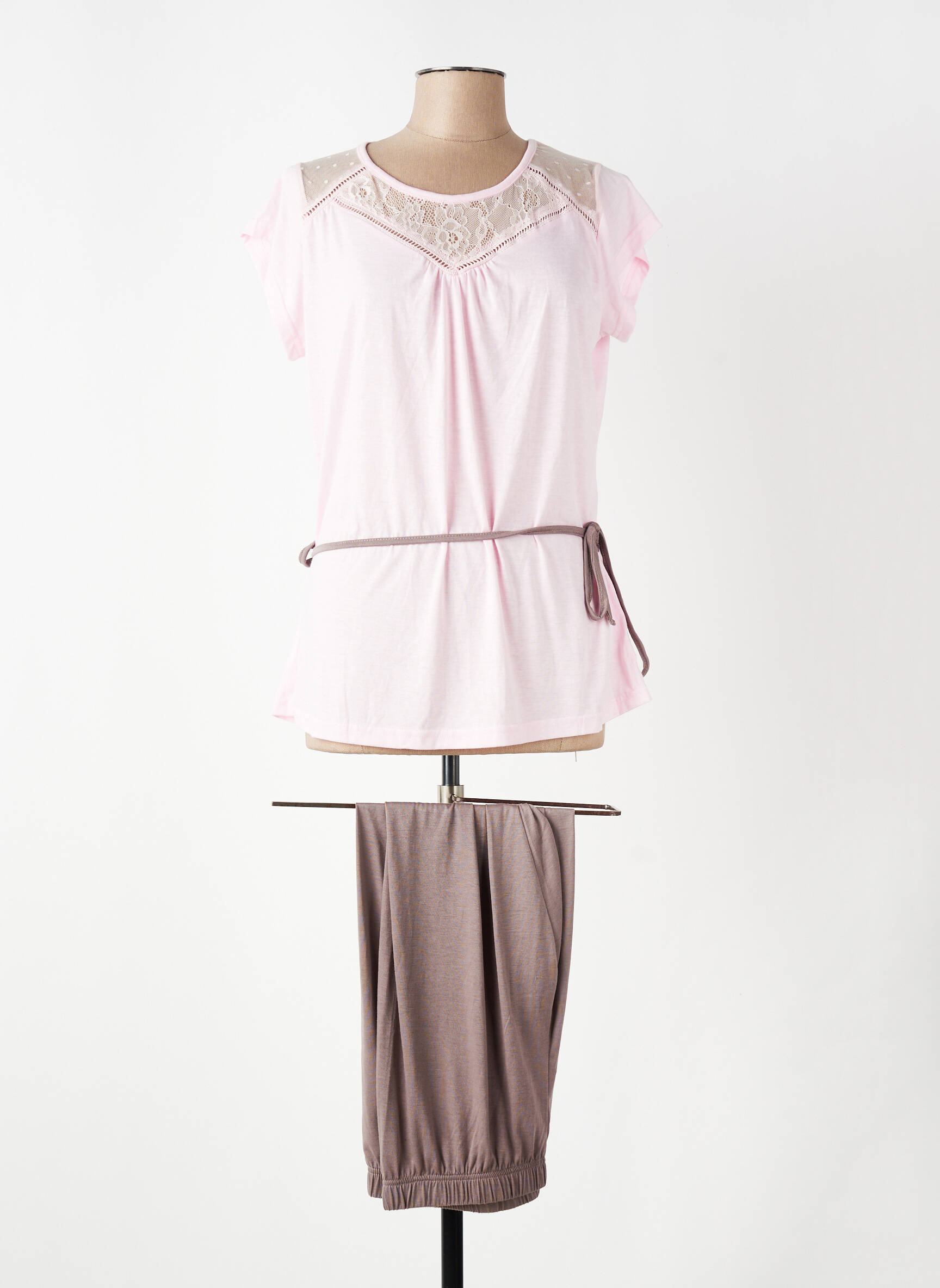 Pyjama manches courtes rose POMM'POIRE femme