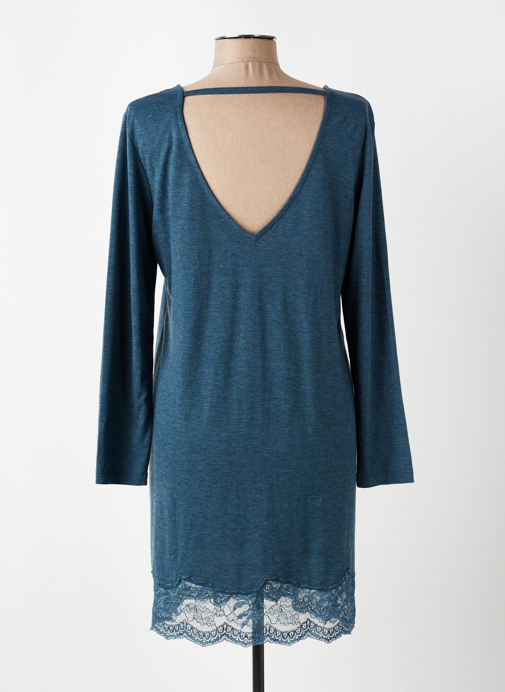 Robe mi-longue manches courtes manches courtes bleu LINGADORE femme