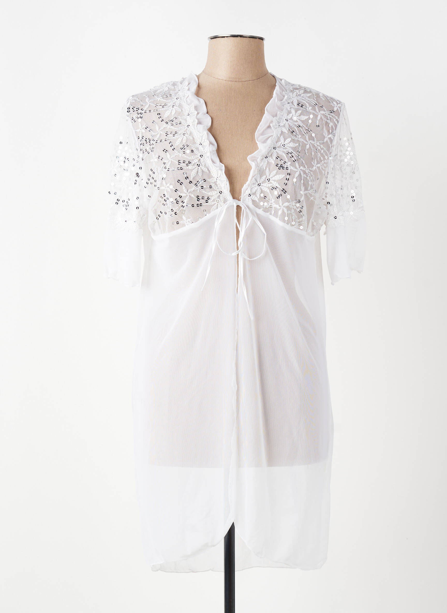 Déshabillé légère et transparente blanc SANSELLE femme
