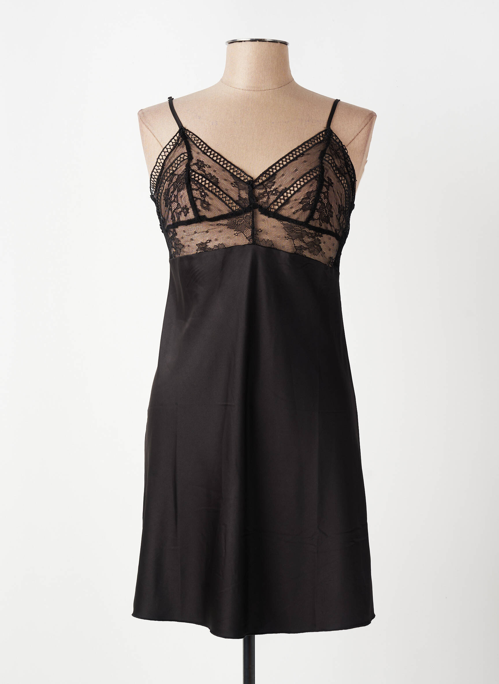 Nuisette/combinette effet matière satinée noir LINGADORE femme