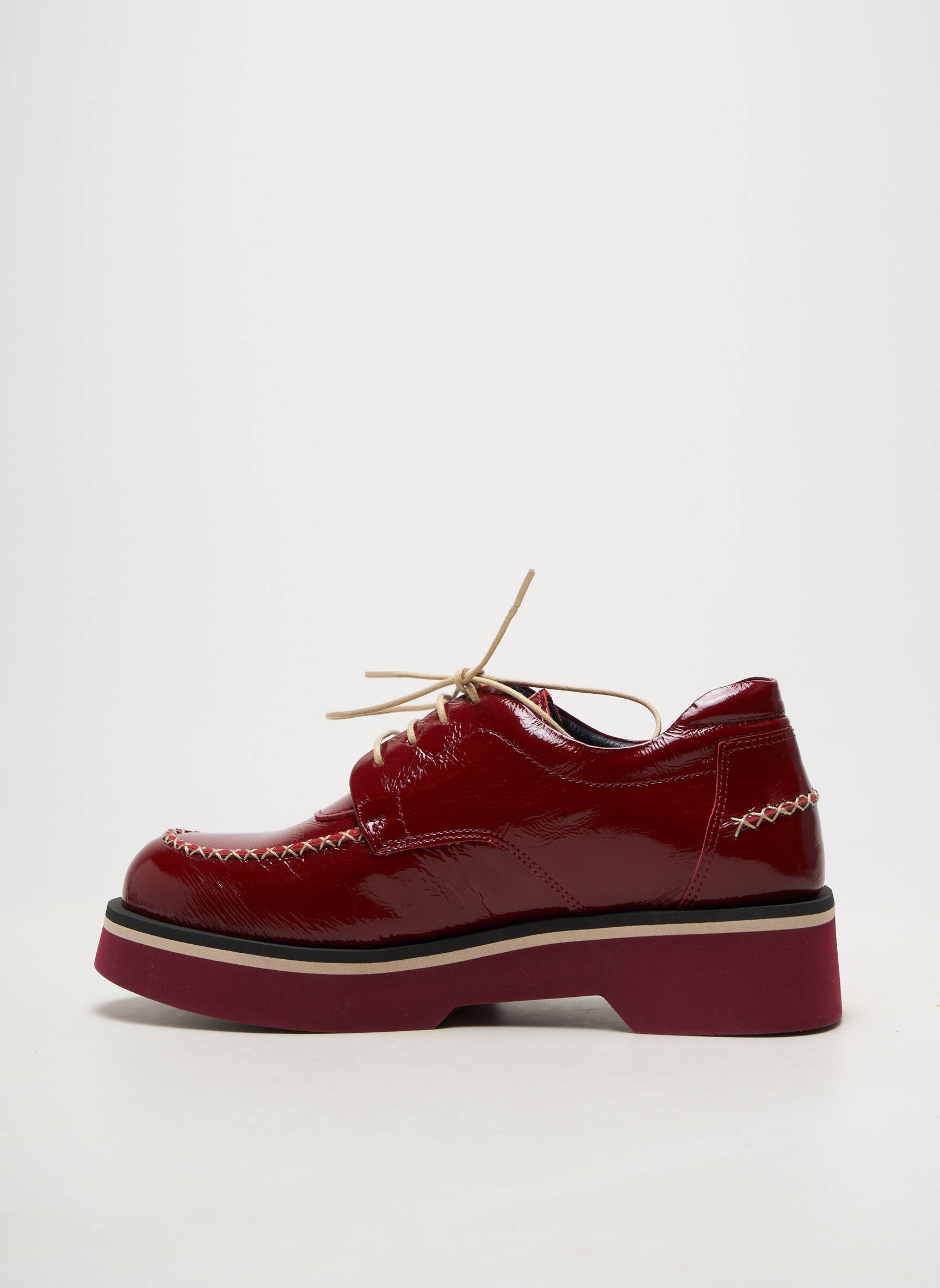 Derbies matière lisse talon de 4 à 6cm rouge CASTA femme