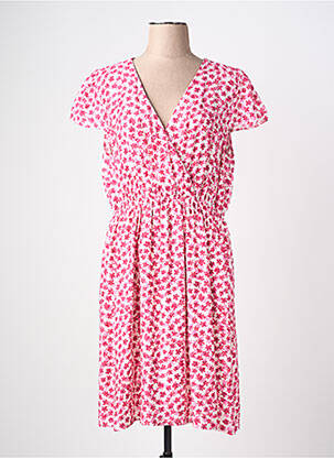 Robe mi-longue imprimé fleurs manches courtes rose MAELLE femme